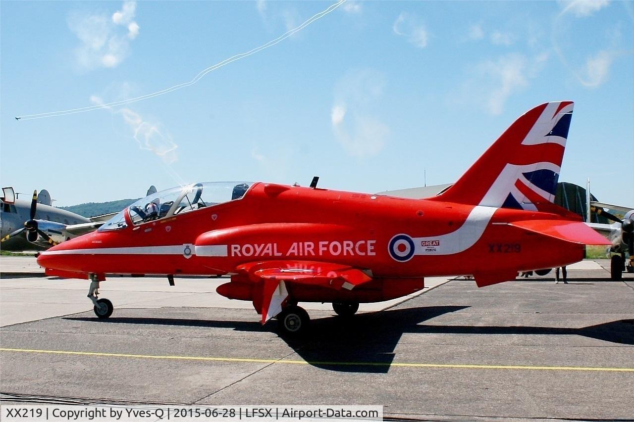 XX219, 1978 Hawker Siddeley Hawk T.1A C/N 055/312055, Royal Air Force Red Arrows Hawker Siddeley Hawk T.1A, Luxeuil-Saint Sauveur Air Base 116 (LFSX) Open day 2015