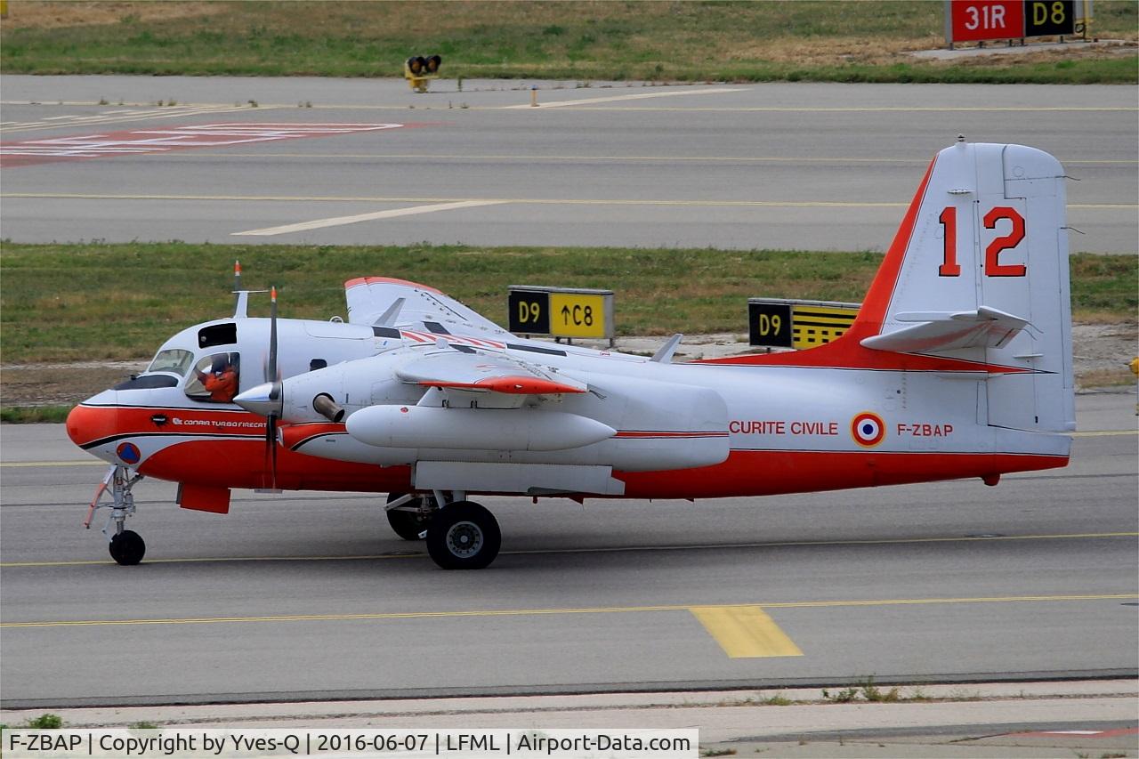 F-ZBAP, 1957 Grumman (Conair) S-2T Turbo Firecat C/N 026, Grumman S-2F Tracker, Holding point rwy 31R, Marseille-Provence Airport (LFML-MRS)