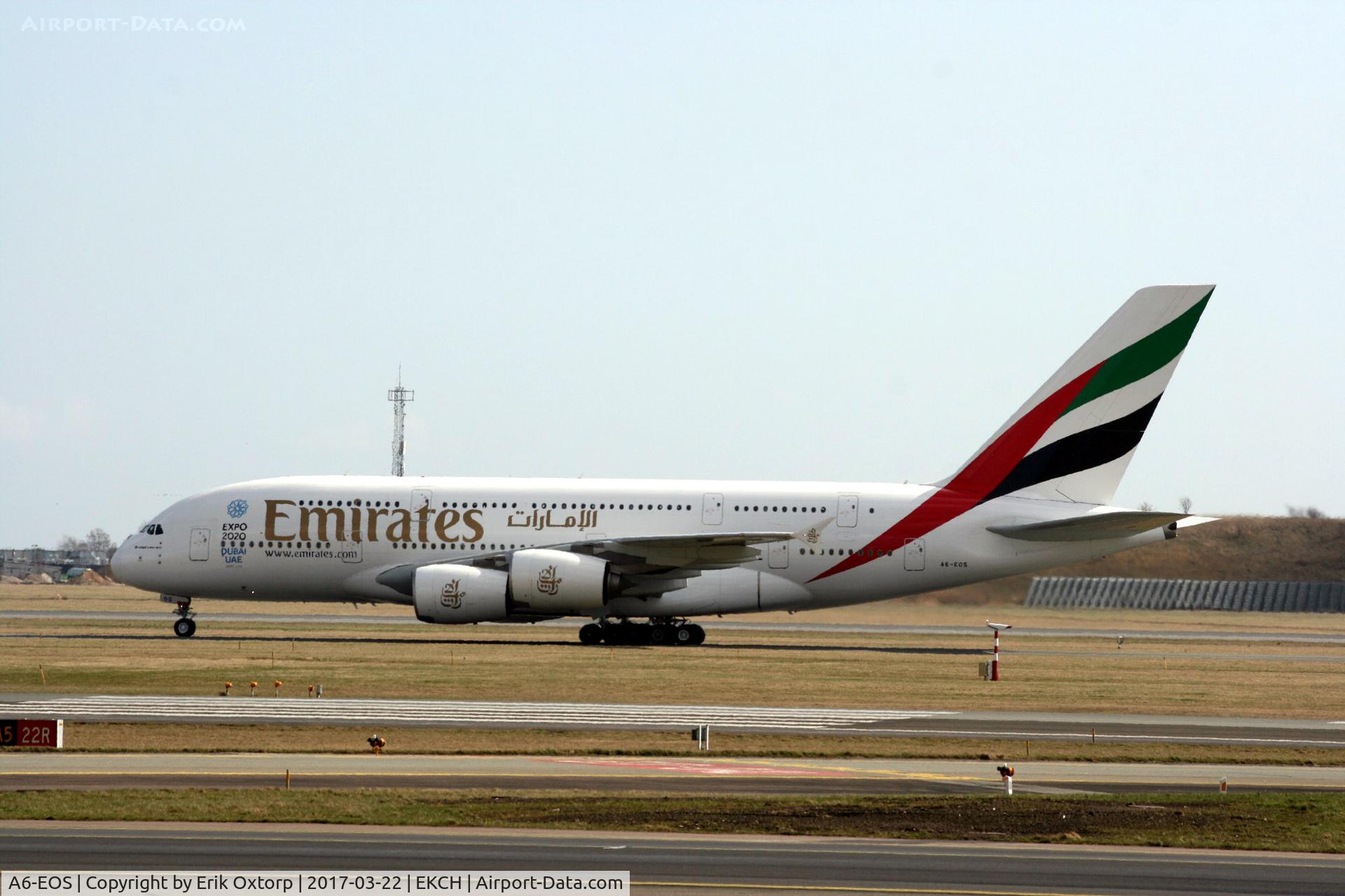 A6-EOS, 2015 Airbus A380-861 C/N 203, A6-EOS arrived rw 22L