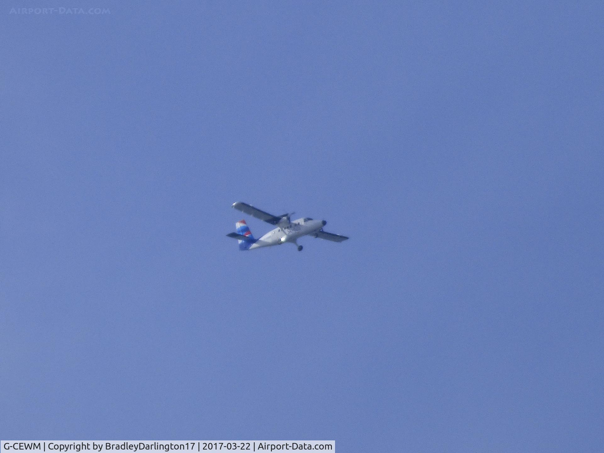 G-CEWM, 1979 De Havilland Canada DHC-6-300 Twin Otter C/N 656, Isles of Scilly Skybus flying over plymouth