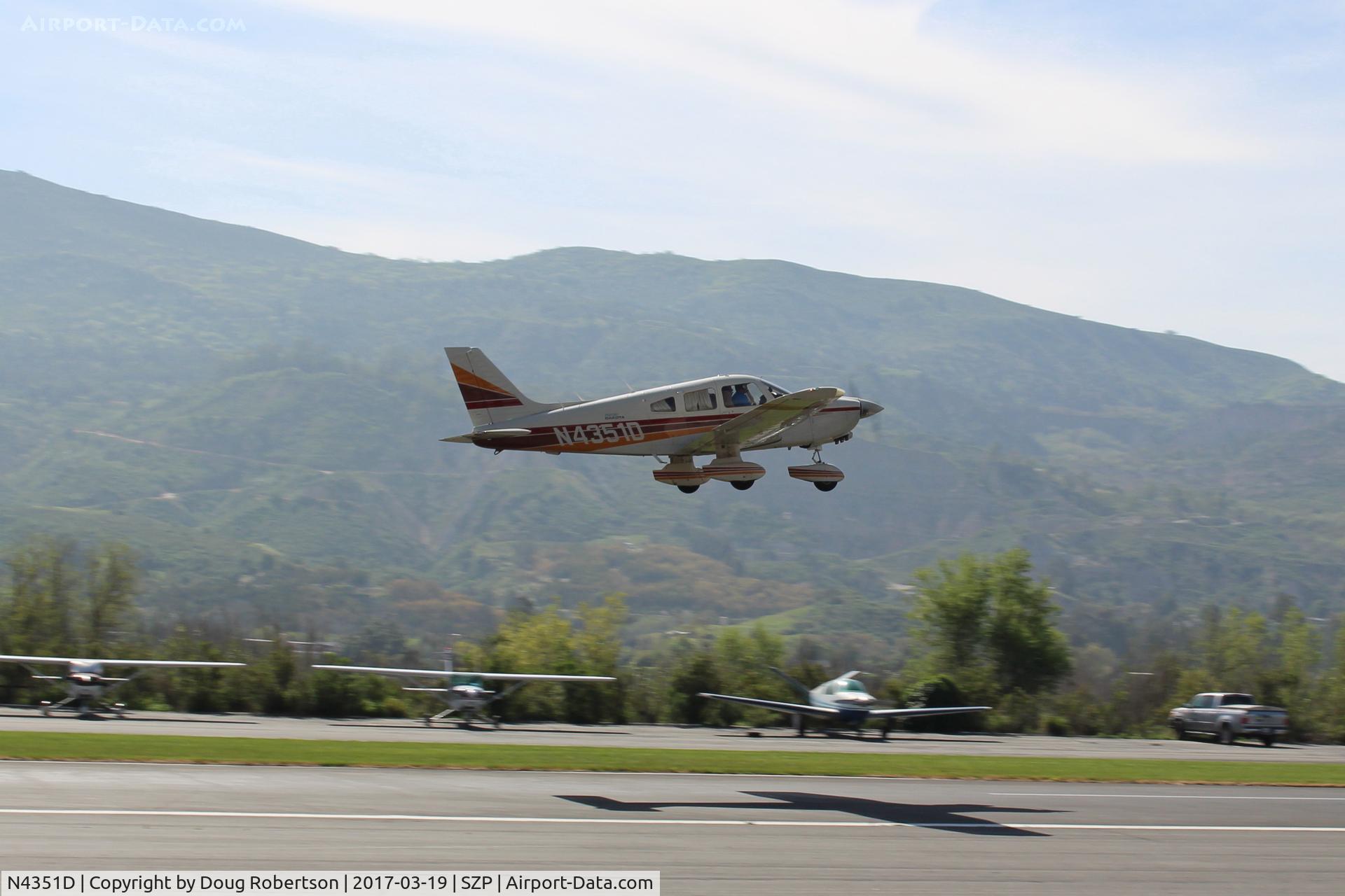 N4351D, 1984 Piper PA-28-236 Dakota C/N 28-8411016, 1984 Piper PA-28-236 DAKOTA, Lycoming O-540-J3A5D 235 Hp, takeoff climb Rwy 22
