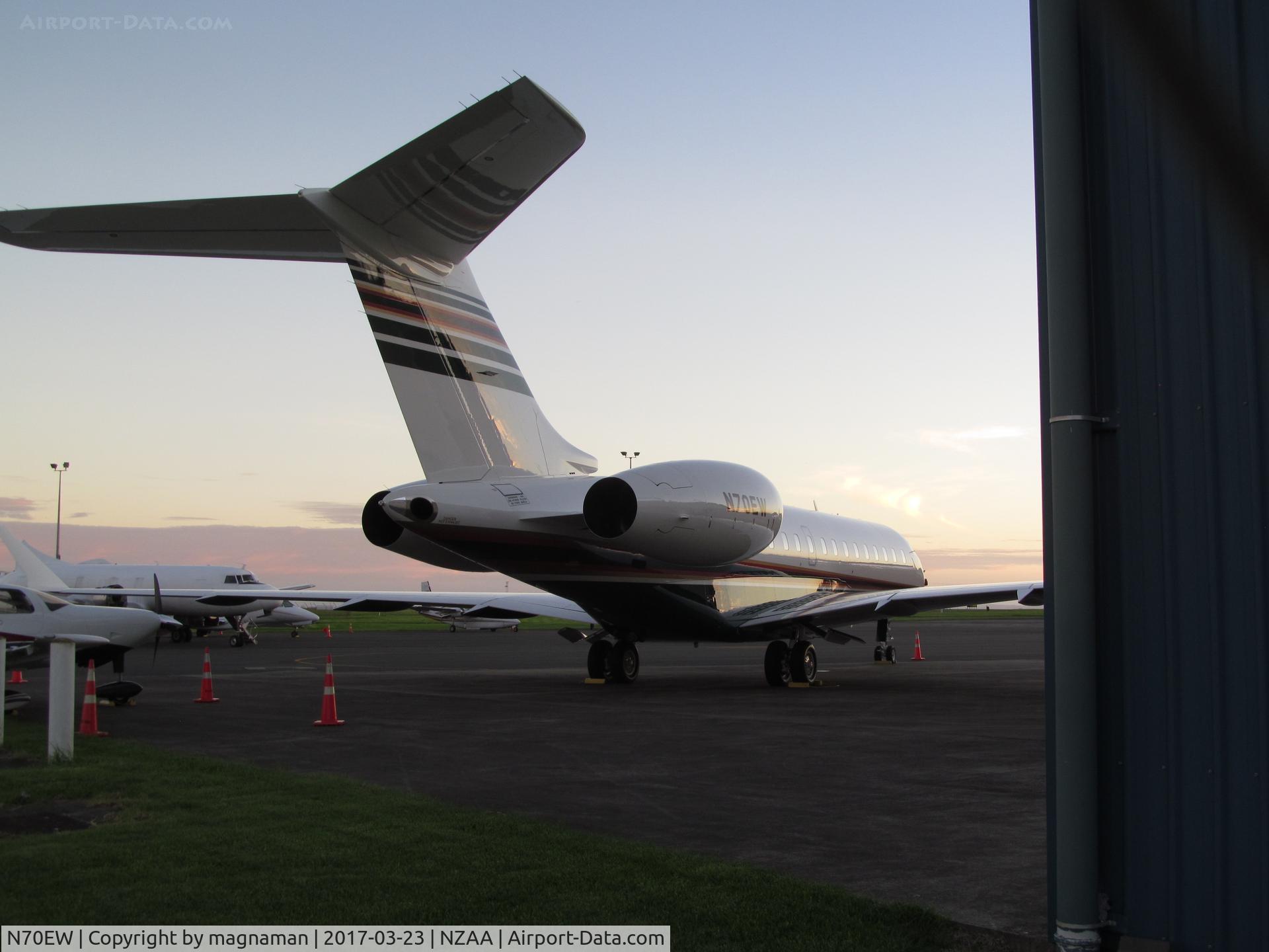 N70EW, 2014 Bombardier BD-700-1A10 Global Express C/N 9649, at AKL on nice sunny late summer evening