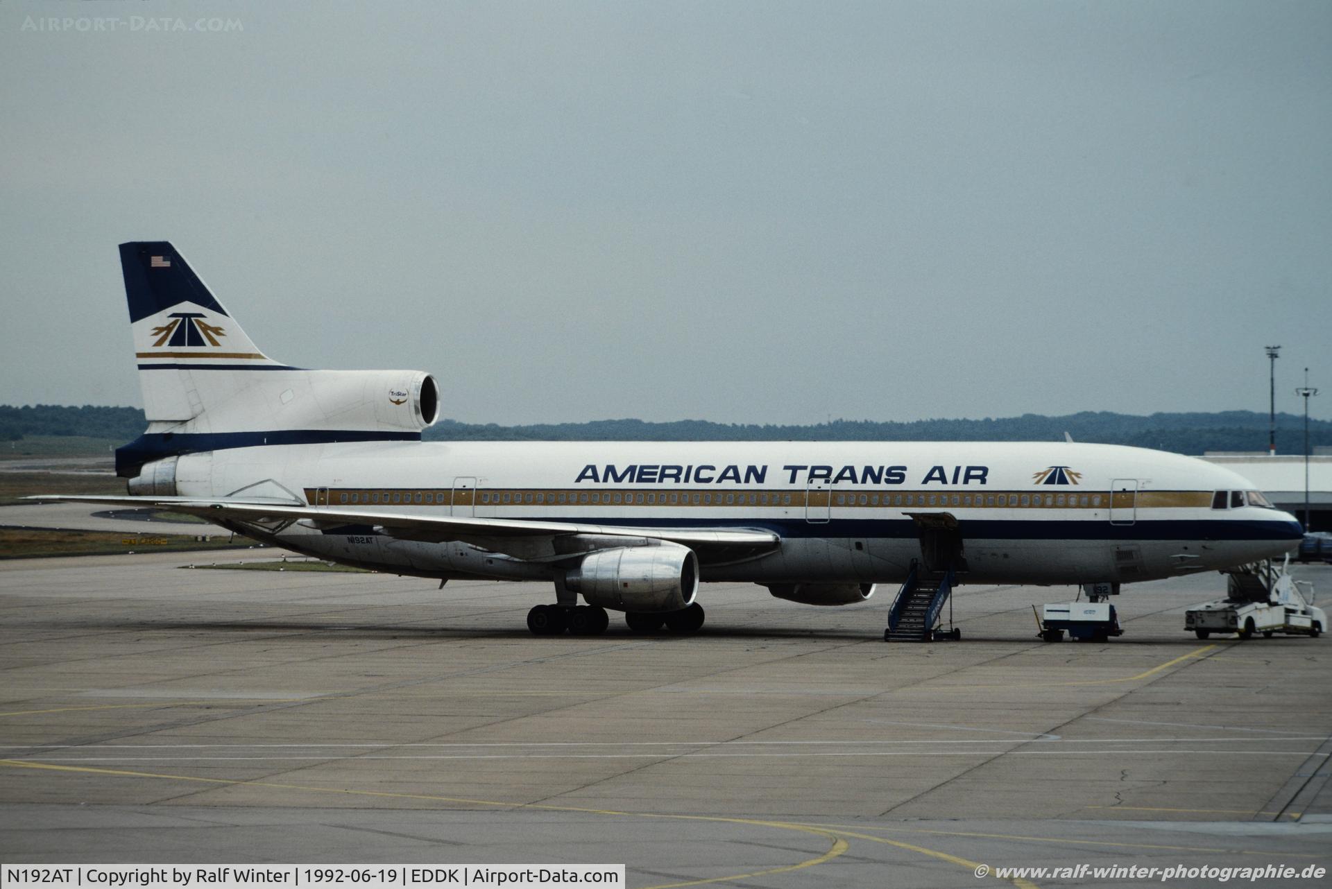 N192AT, 1973 Lockheed L-1011-385-1 TriStar 50 C/N 193C-1057, Lockheed L-1011 TriStar 50 - American Trans Air - N192AT - 19.06.1992 - CGN