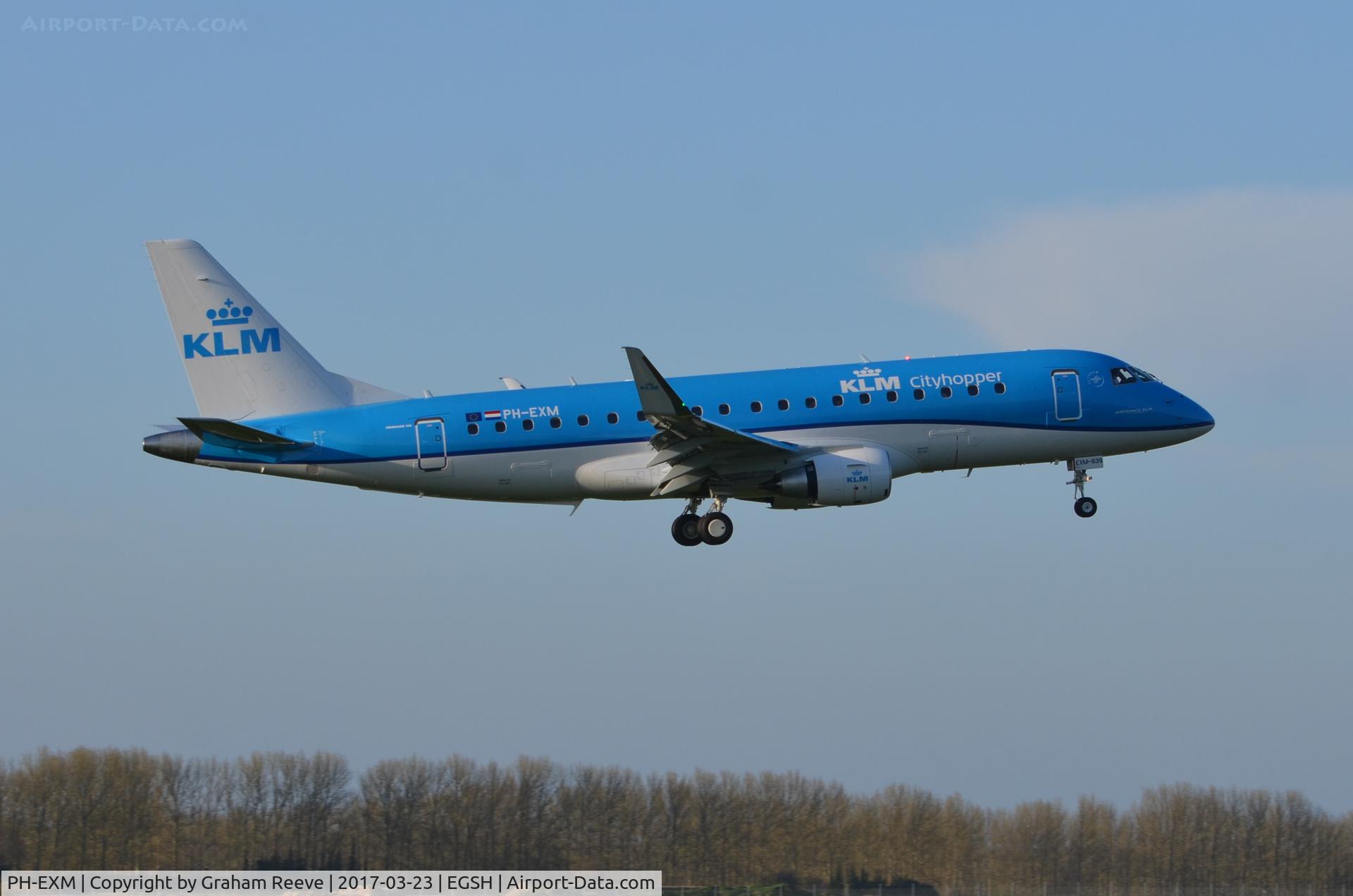 PH-EXM, 2017 Embraer 175STD (ERJ-170-200) C/N 17000639, Landing at Norwich.