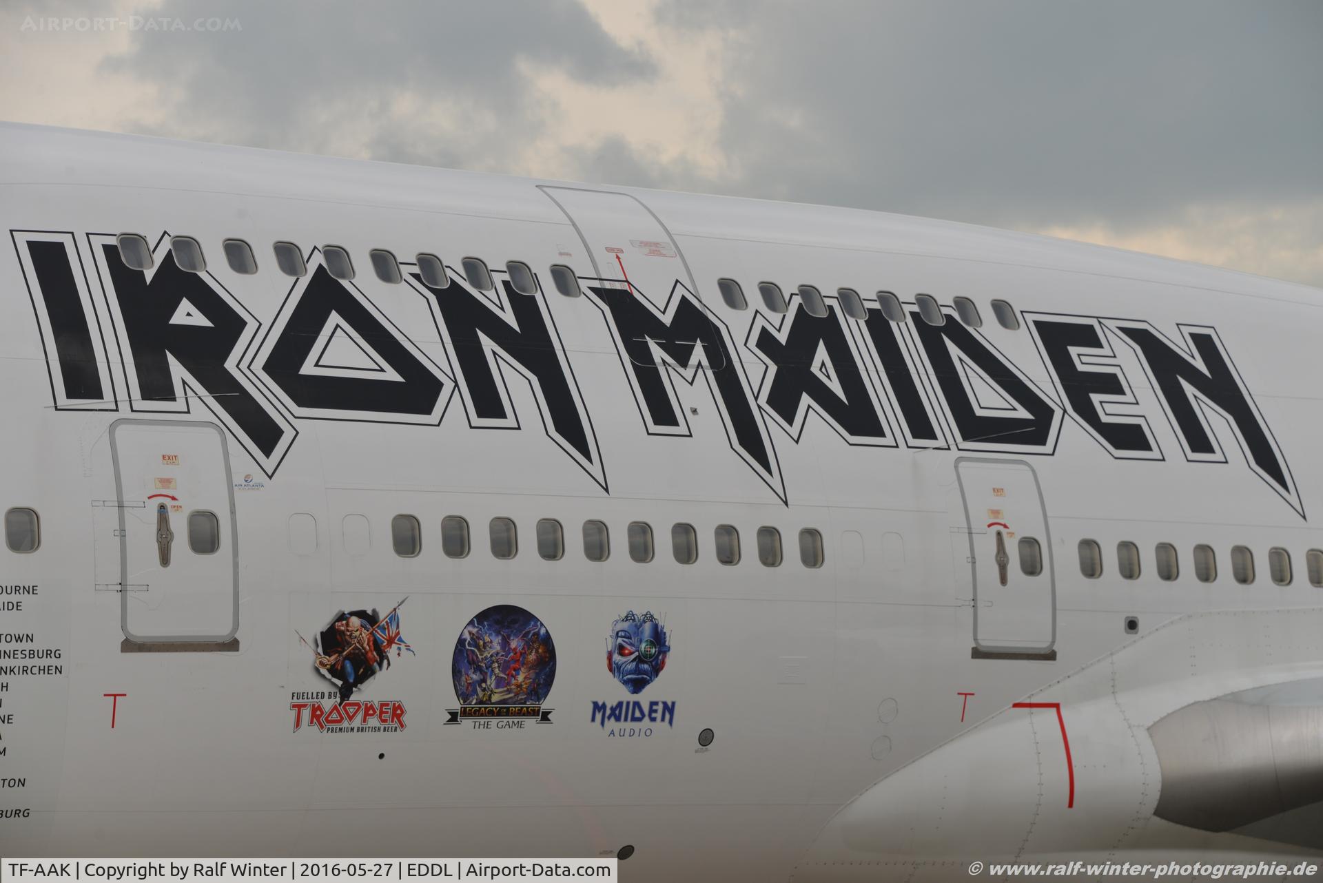 TF-AAK, 2003 Boeing 747-428 C/N 32868, Boeing 747-428 - CC ABD Air Atlanta Icelandic 'Ed Force One  Iron Maiden colours' - 32868 - TF-AAK - 27.05.2016 - DUS