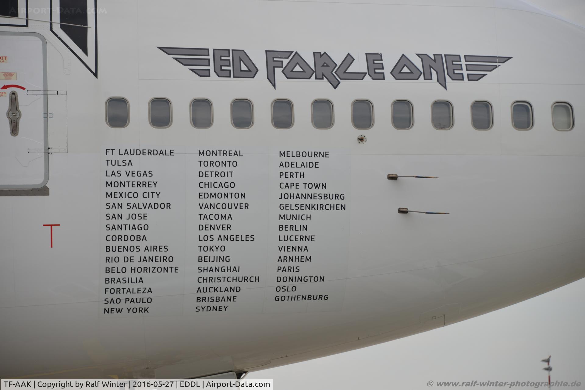 TF-AAK, 2003 Boeing 747-428 C/N 32868, Boeing 747-428 - CC ABD Air Atlanta Icelandic 'Ed Force One  Iron Maiden colours' - 32868 - TF-AAK - 27.05.2016 - DUS