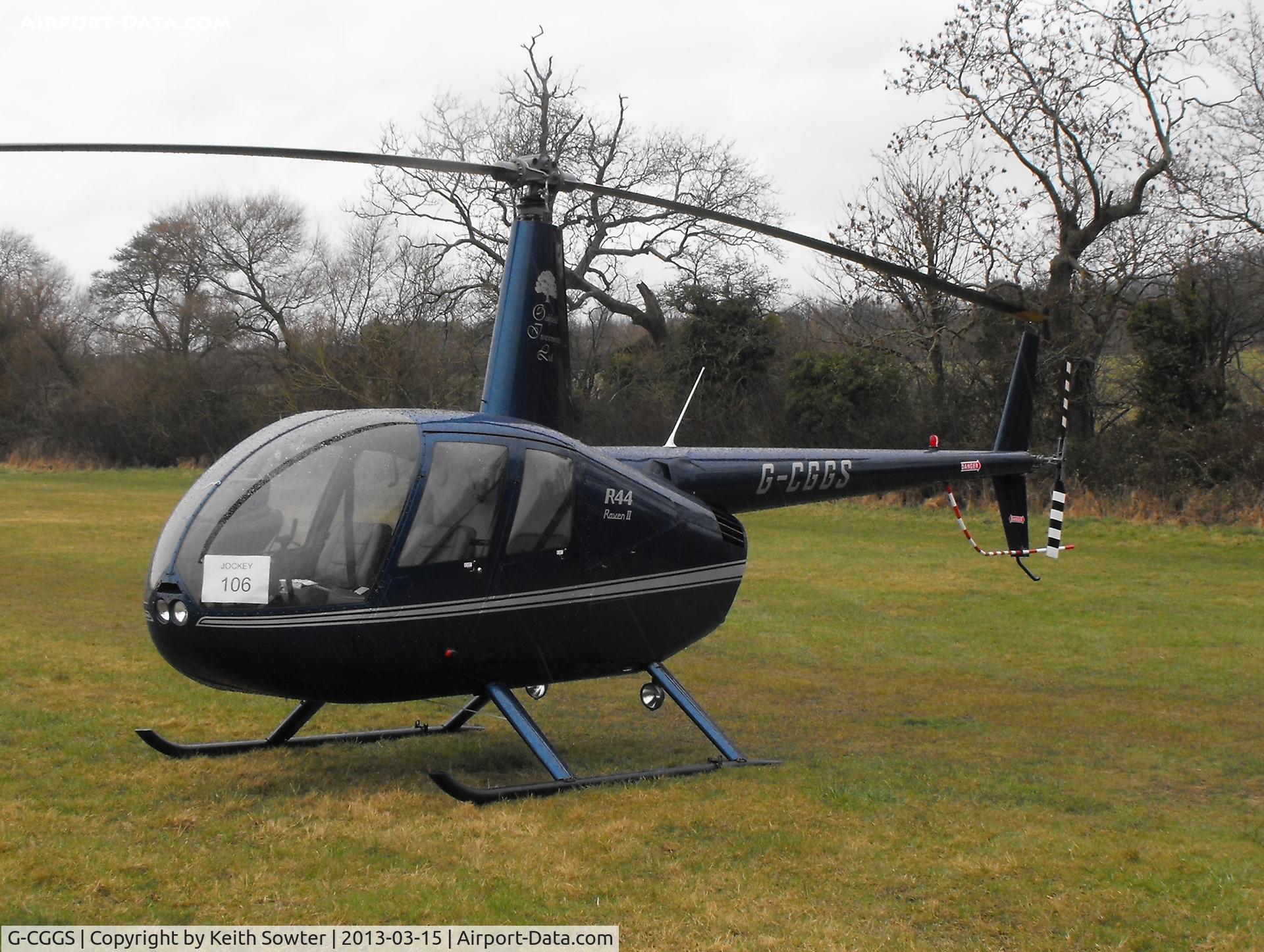 G-CGGS, 2009 Robinson R44 Raven II C/N 12967, Visiting Cheltenham Racecourse