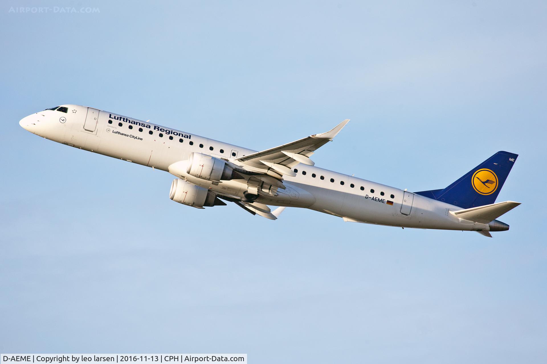 D-AEME, 2009 Embraer 195LR (ERJ-190-200LR) C/N 19000308, Copenhagen 13.11.2016