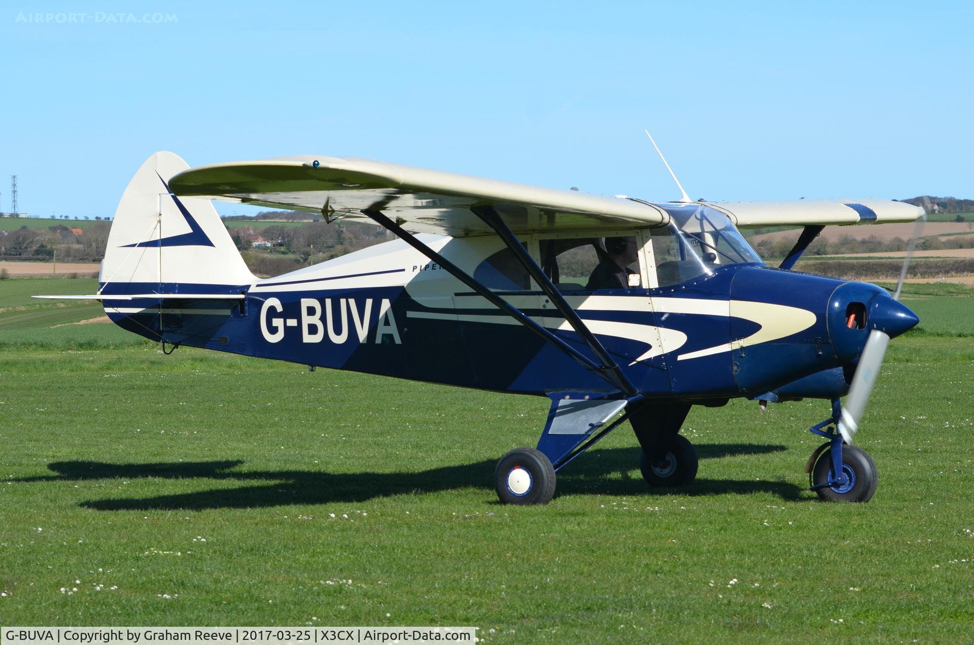 G-BUVA, 1959 Piper PA-22-135 Tri-Pacer C/N 22-1301, Just landed at Northrepps.