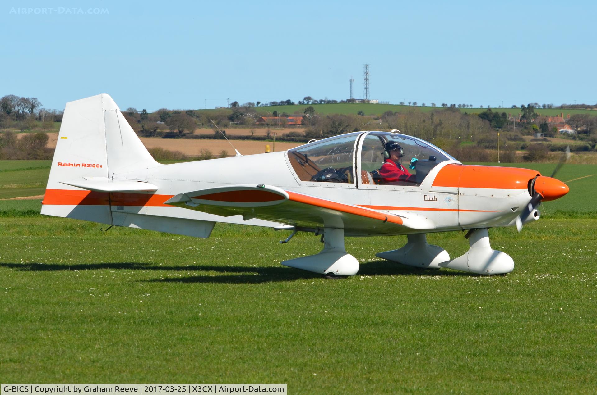 G-BICS, 1977 Robin R-2100A C/N 128, Just landed at Norwich.