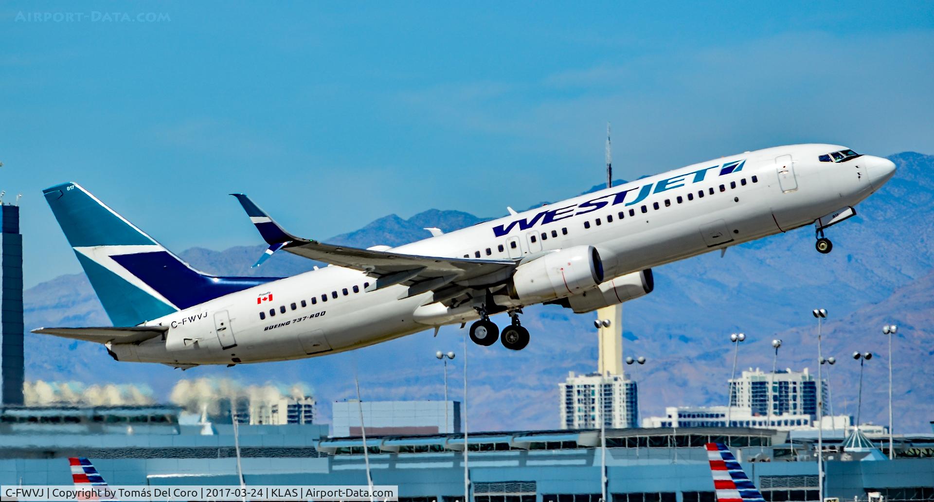 C-FWVJ, 2011 Boeing 737-8CT C/N 37962, C-FWVJ WestJet 2011 Boeing 737-8CT - cn 37962 / 3863 

Las Vegas - McCarran International Airport (LAS / KLAS)
USA - Nevada March 24, 2017
Photo: Tomás Del Coro