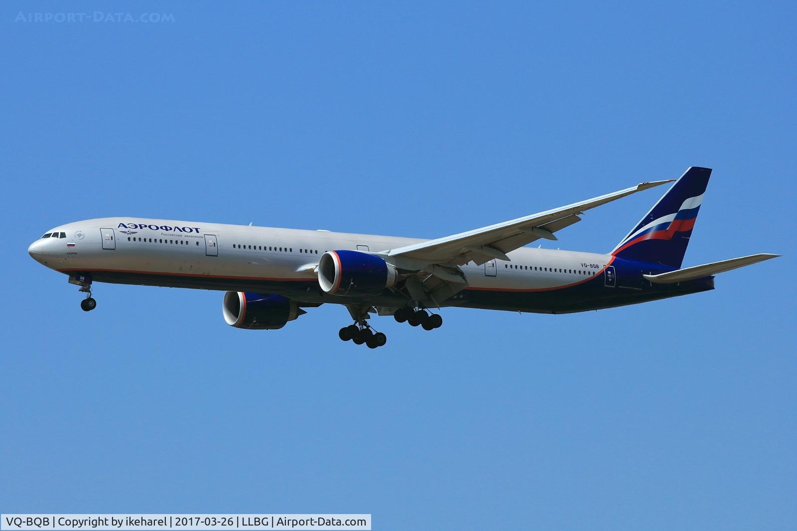 VQ-BQB, 2013 Boeing 777-3M0/ER C/N 41687, Flight from Moscow upon landing on runway 21.