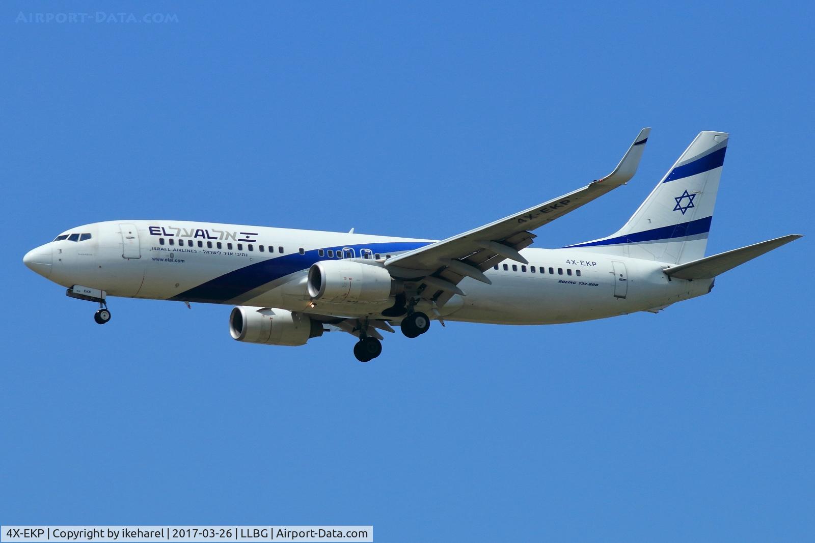 4X-EKP, 2001 Boeing 737-8Q8 C/N 30639, Flight from Sofia, Bulgaria, upon landing on runway 21.