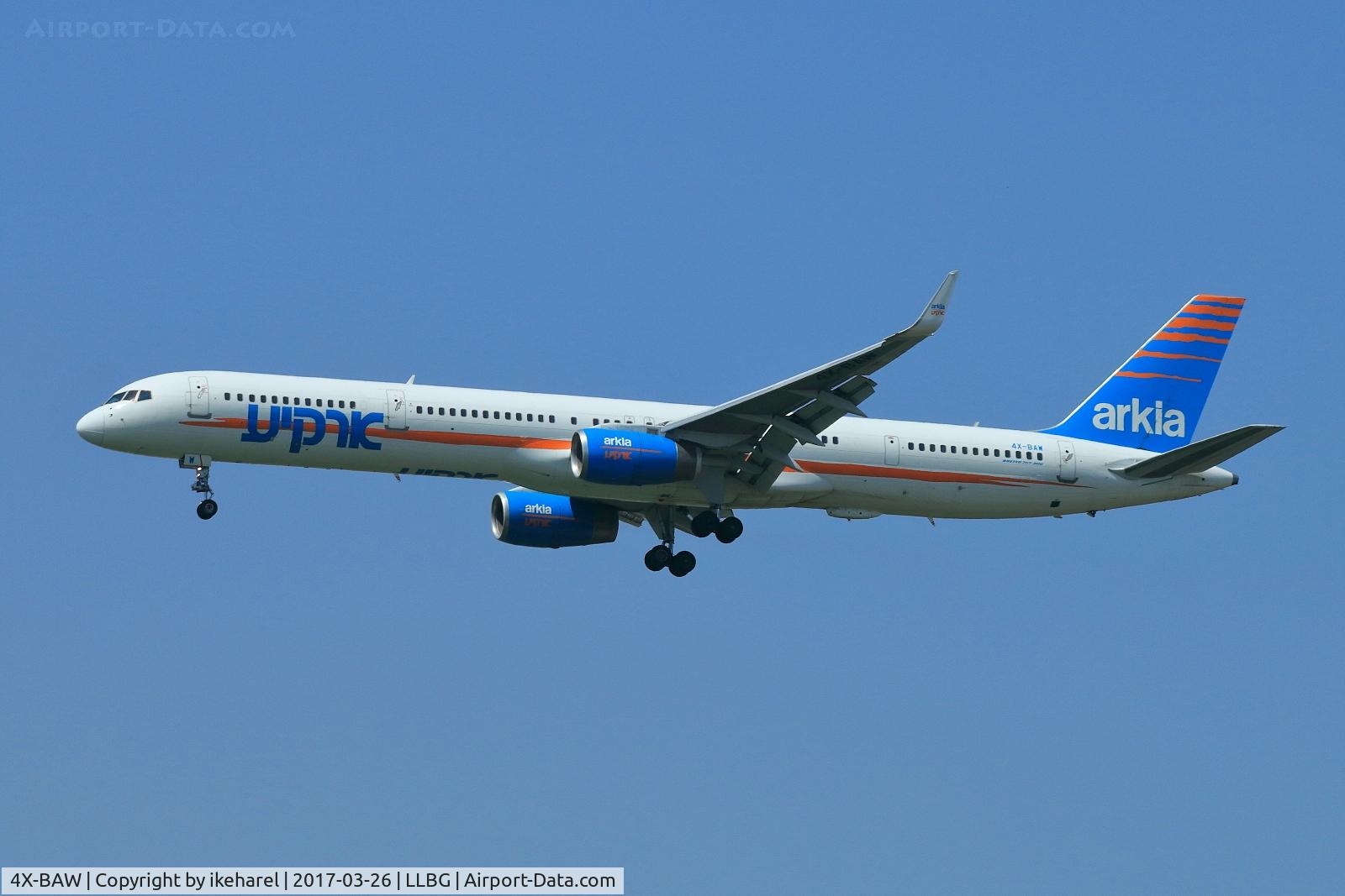 4X-BAW, 2000 Boeing 757-3E7 C/N 30179, Flight from Eilat, Israel, upon landing on runway 21.