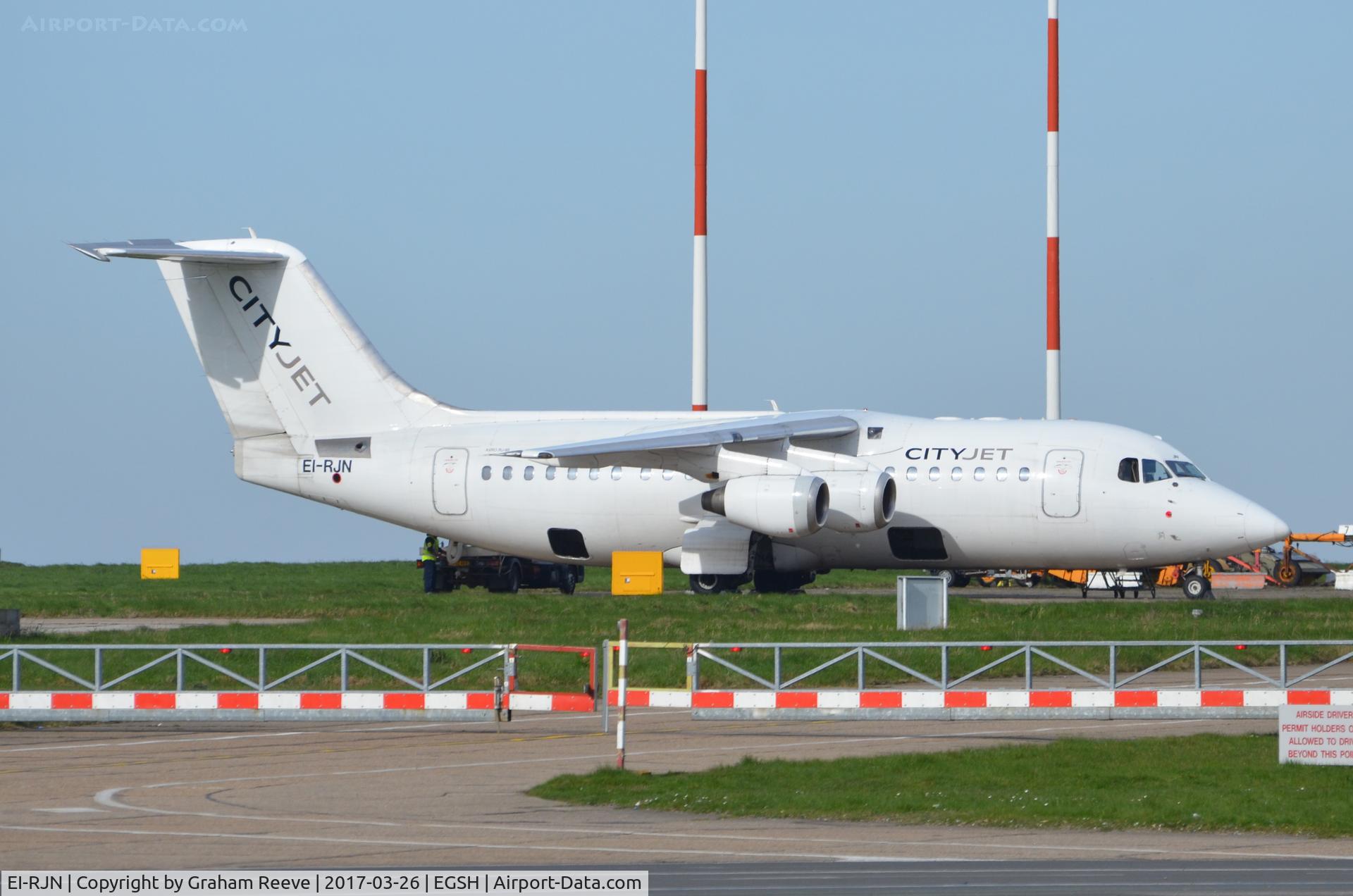 EI-RJN, 1999 BAE Systems Avro 146-RJ85 C/N E.2351, Parked at Norwich.