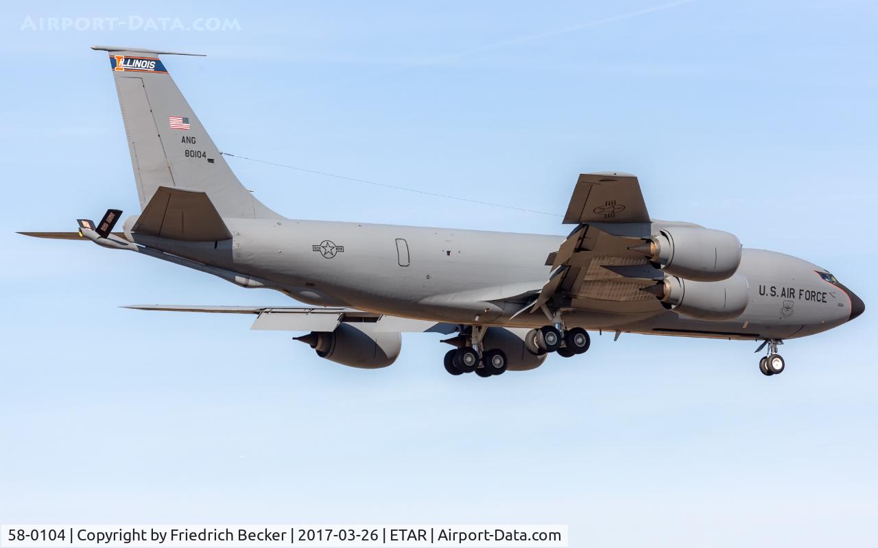 58-0104, 1958 Boeing KC-135R Stratotanker C/N 17849, on final RW08