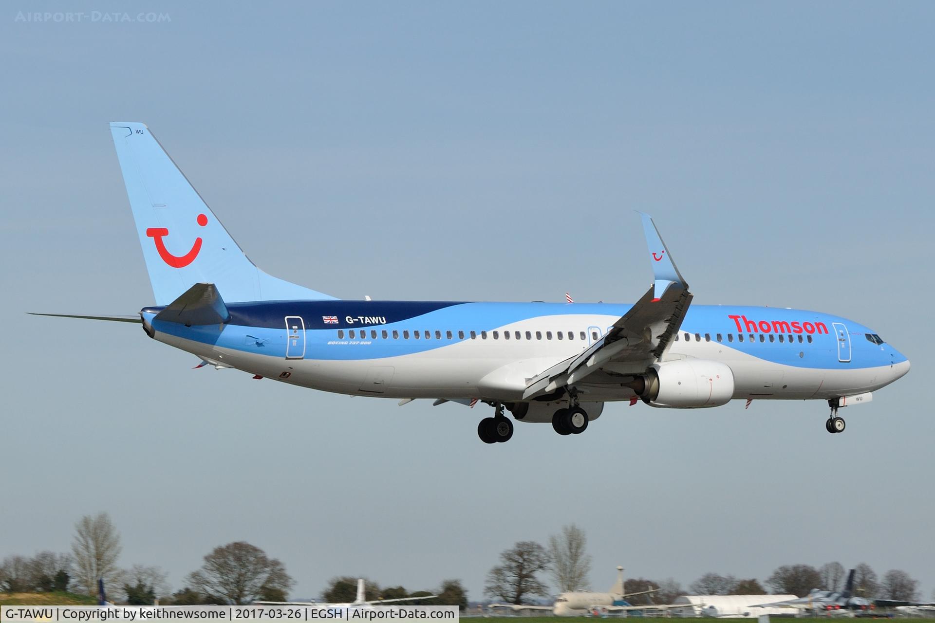 G-TAWU, 2014 Boeing 737-8K5 C/N 37263, Arriving from Tenerife.