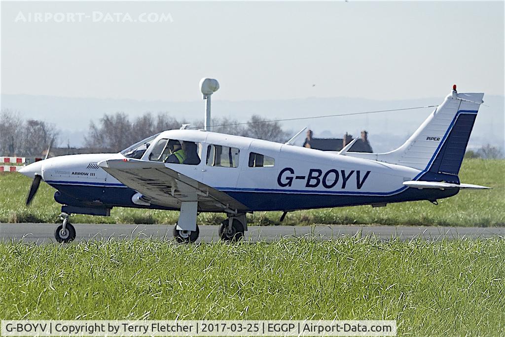 G-BOYV, 1977 Piper PA-28R-201T Turbo Cherokee Arrow III C/N 28R-7703014, At Liverpool John Lennon Airport