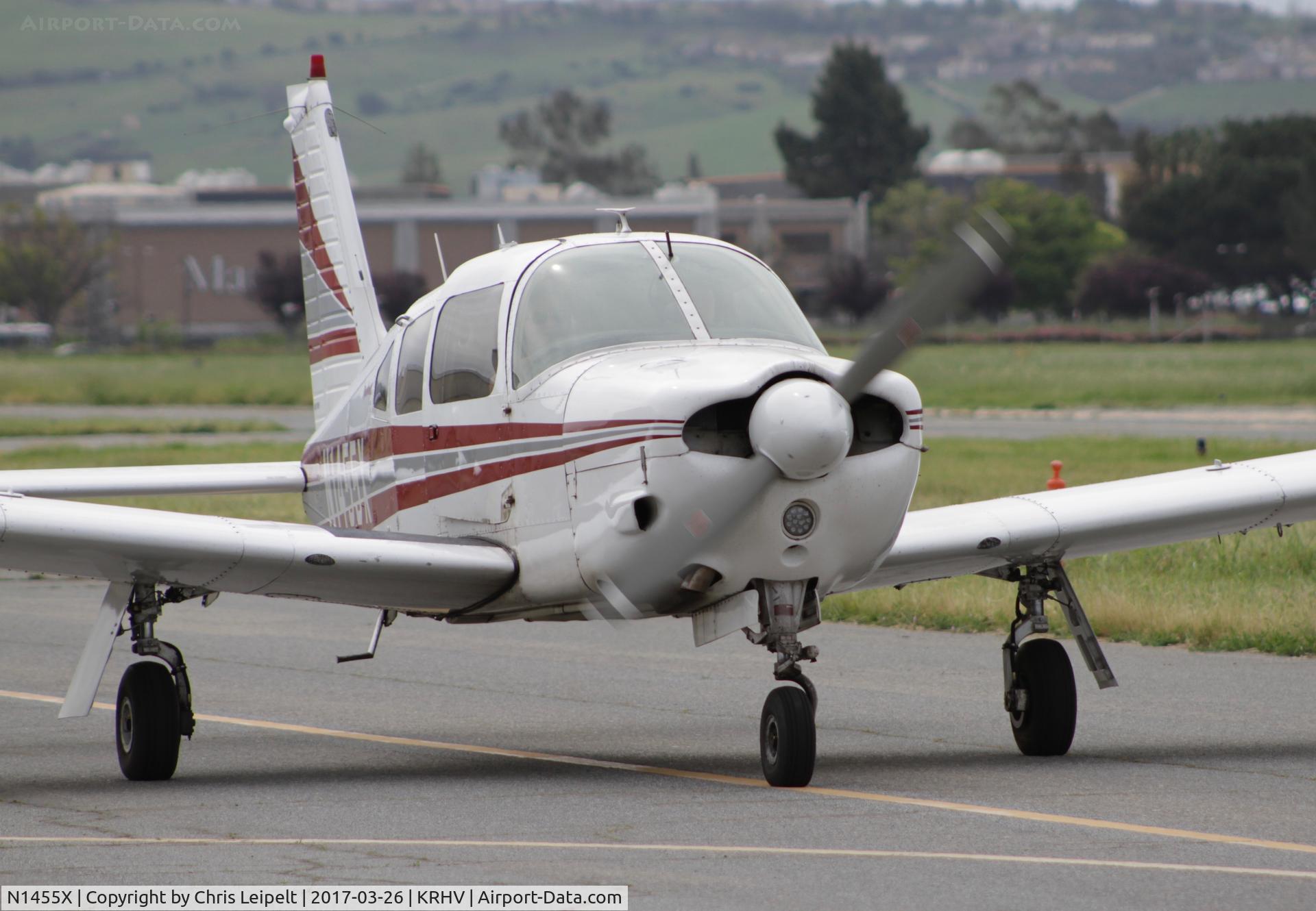 N1455X, 1975 Piper PA-28R-200 Cherokee Arrow C/N 28R-7535285, Locally-based 1975 Piper PA-28R-200 taxing back to Squadron 2 at Reid Hillview Airport, San Jose, CA.