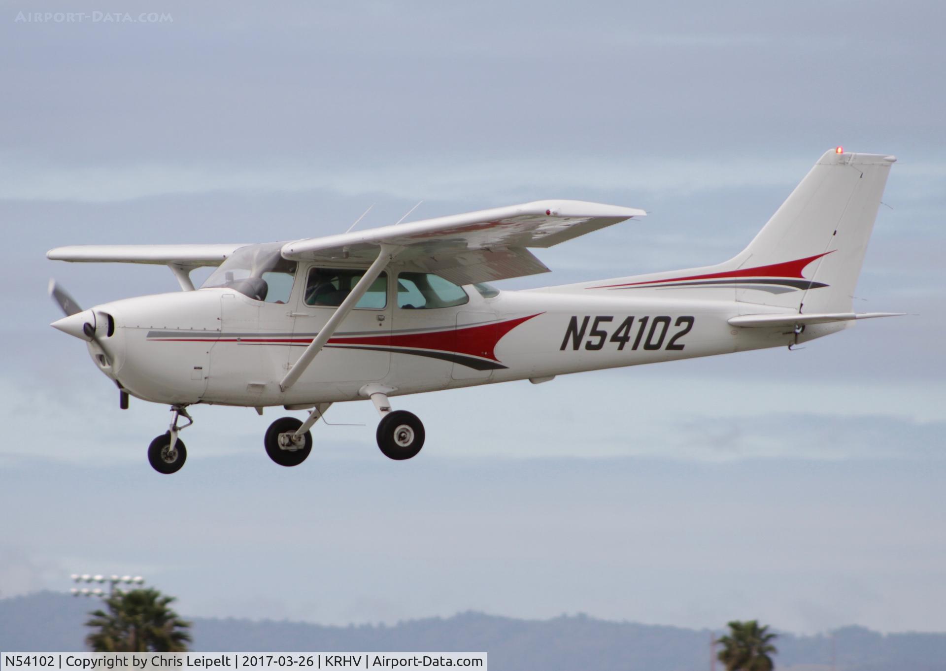 N54102, 1981 Cessna 172P C/N 17274875, Locally-based 1981 Cessna 172P landing on 13L at Reid Hillview Airport, San Jose, CA.
