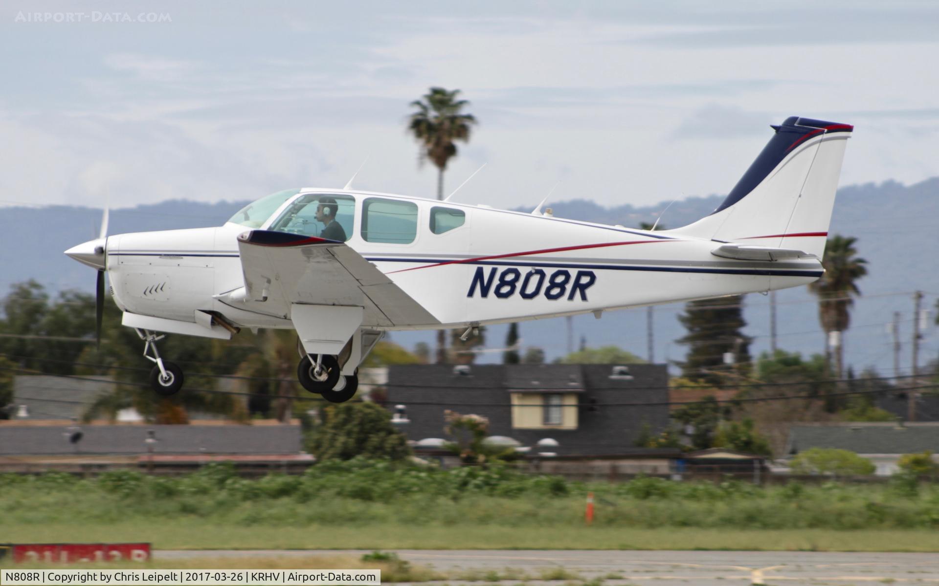 N808R, 1960 Beech 35-33 Debonair C/N CD-52, Locally-based 1960 Beechcraft Debonair departing at Reid Hillview Airport, San Jose, CA.