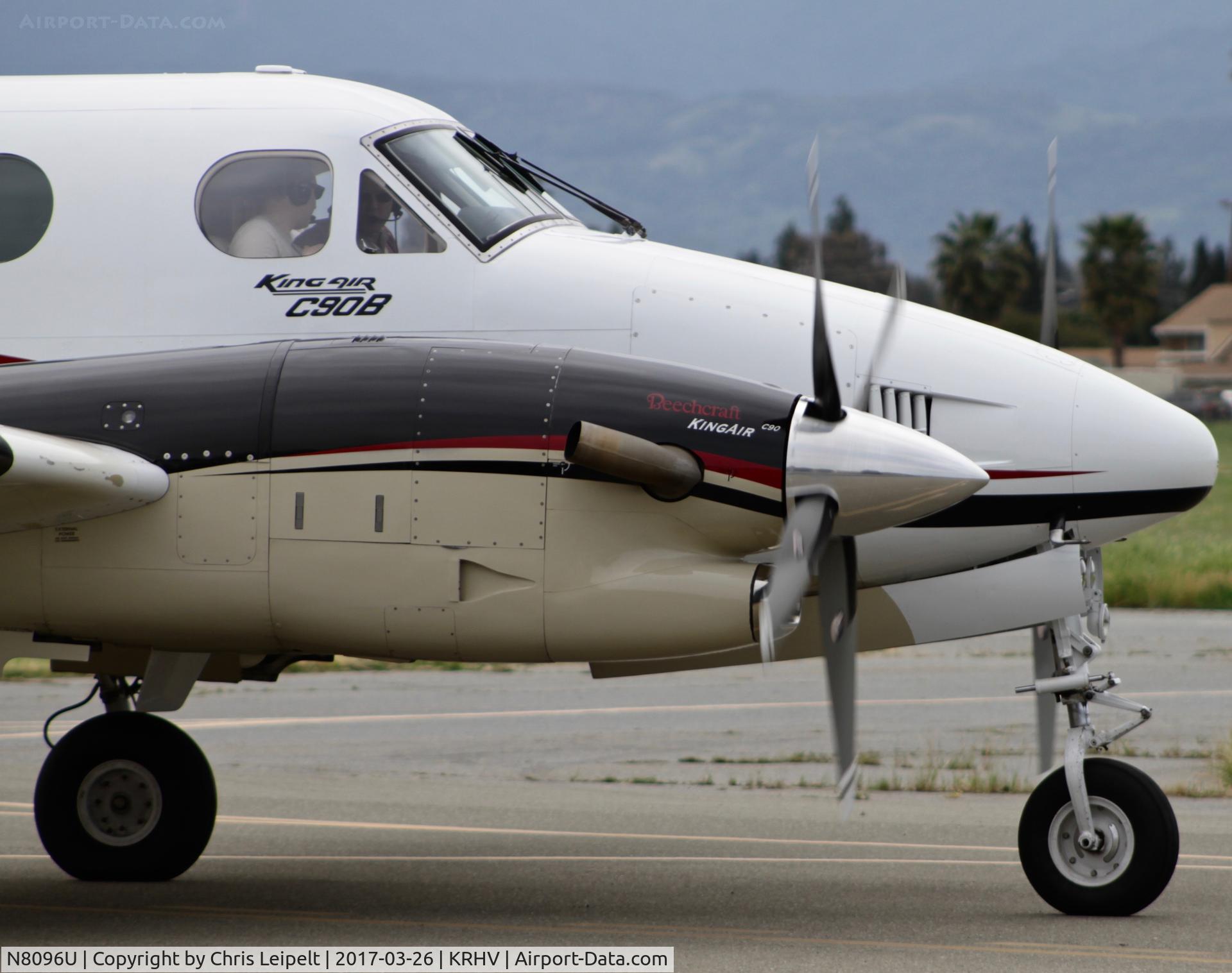 N8096U, 1993 Beech C90A King Air C/N LJ-1326, Locally-based 1993 Beechcraft King Air C90 taxing out for departure at Reid Hillview Airport, San Jose, CA.