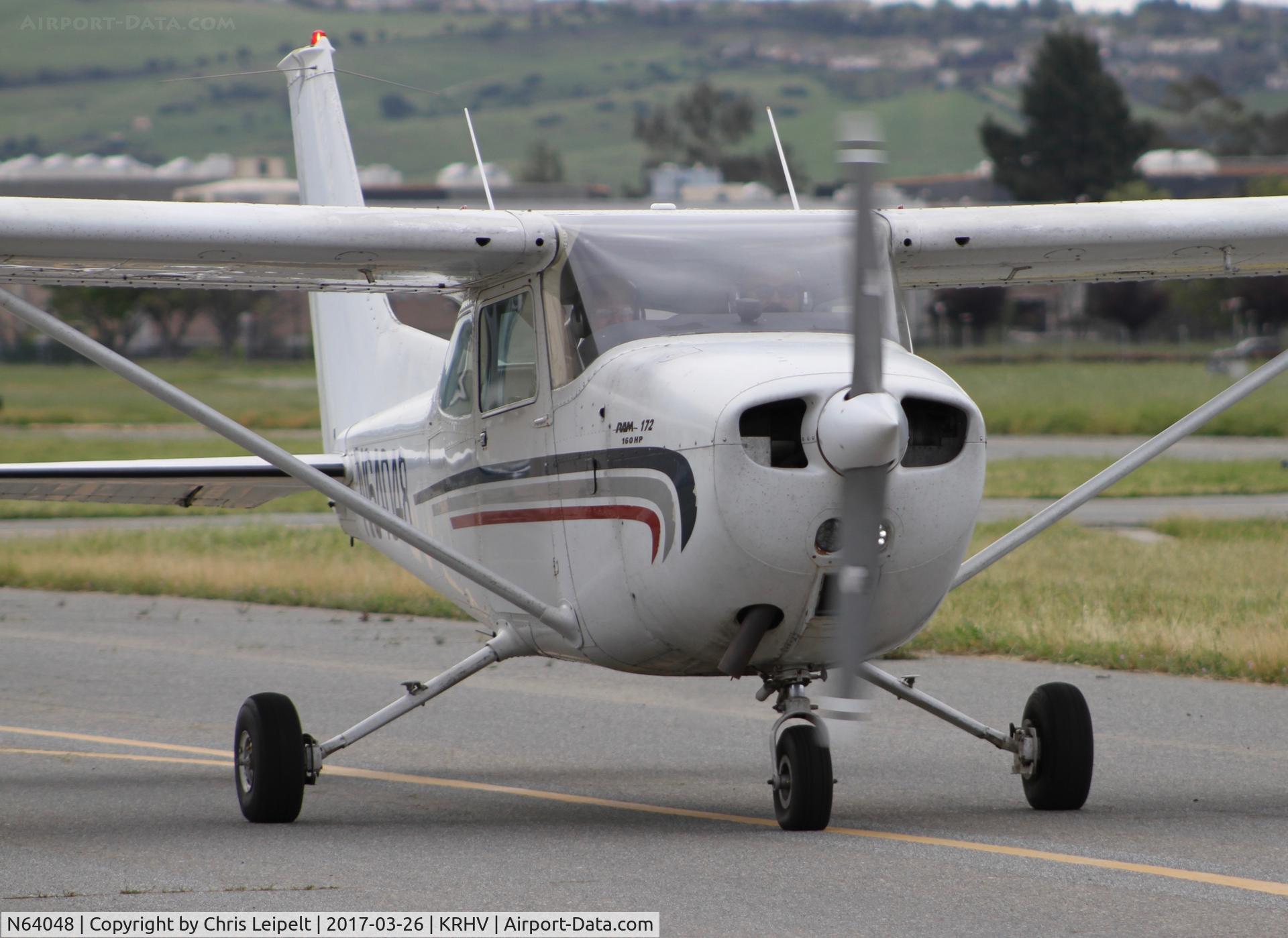 N64048, 1975 Cessna 172M C/N 17264986, Magnum Aviation (San Martin, CA) 1975 Cessna 172M taxing in at Reid Hillview Airport, San Jose, CA.