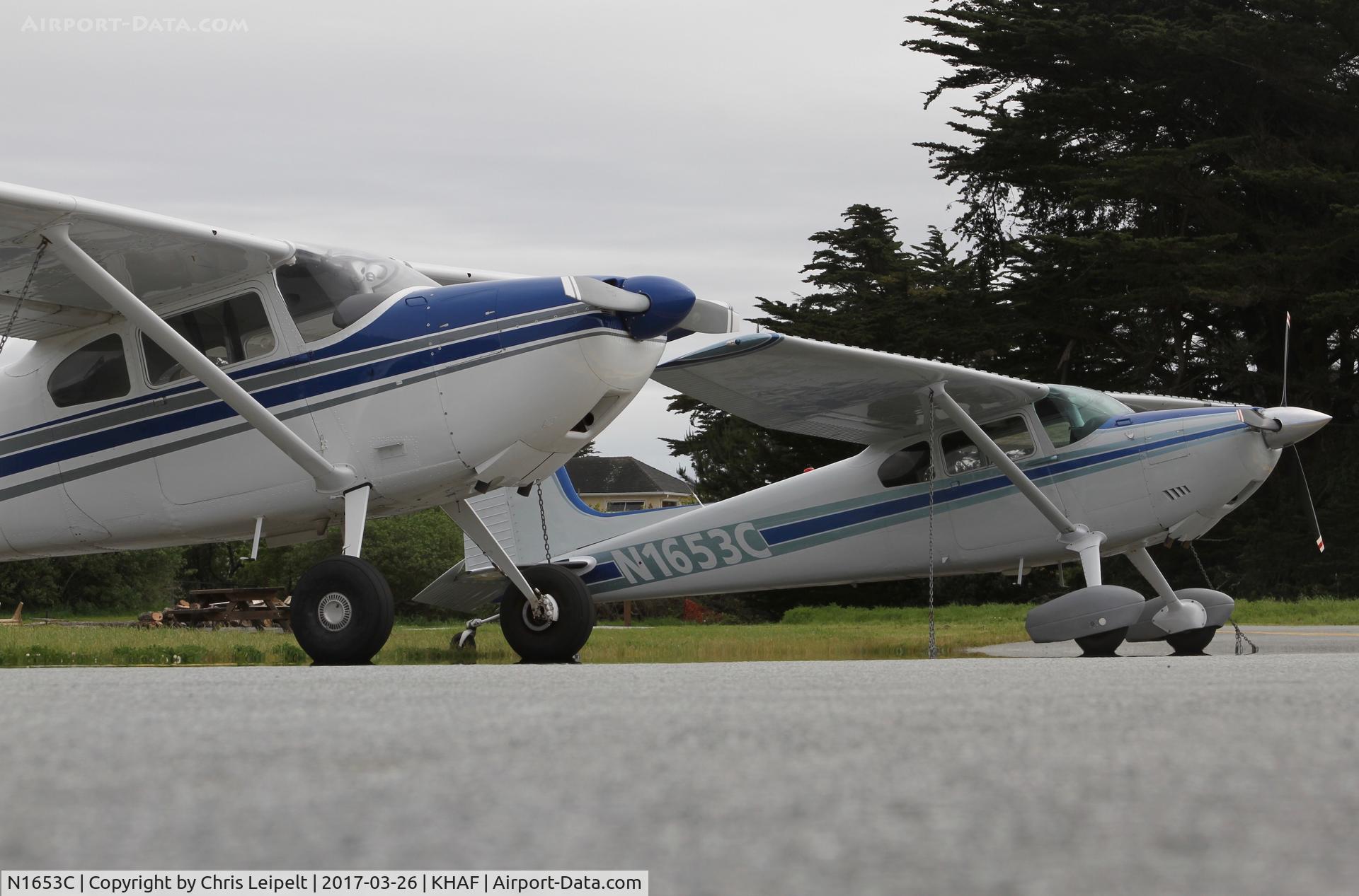 N1653C, 1953 Cessna 180 C/N 30353, 1953 Cessna 180 from Palo Alto parked on the ramp at Half Moon Bay Airport, CA.