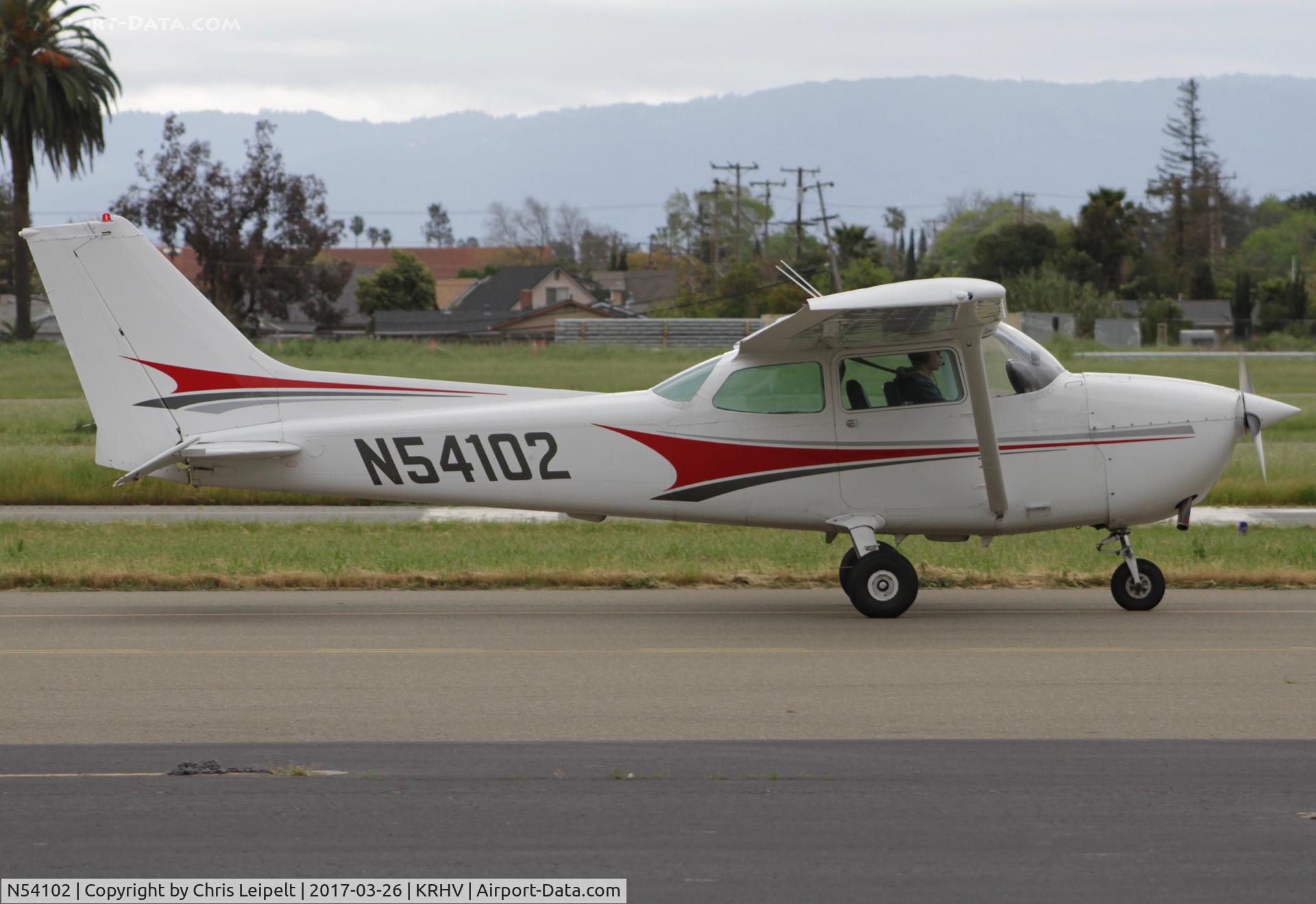 N54102, 1981 Cessna 172P C/N 17274875, Locally-based 1981 Cessna 172P taxing to the ramp at Reid Hillview Airport, San Jose, CA.