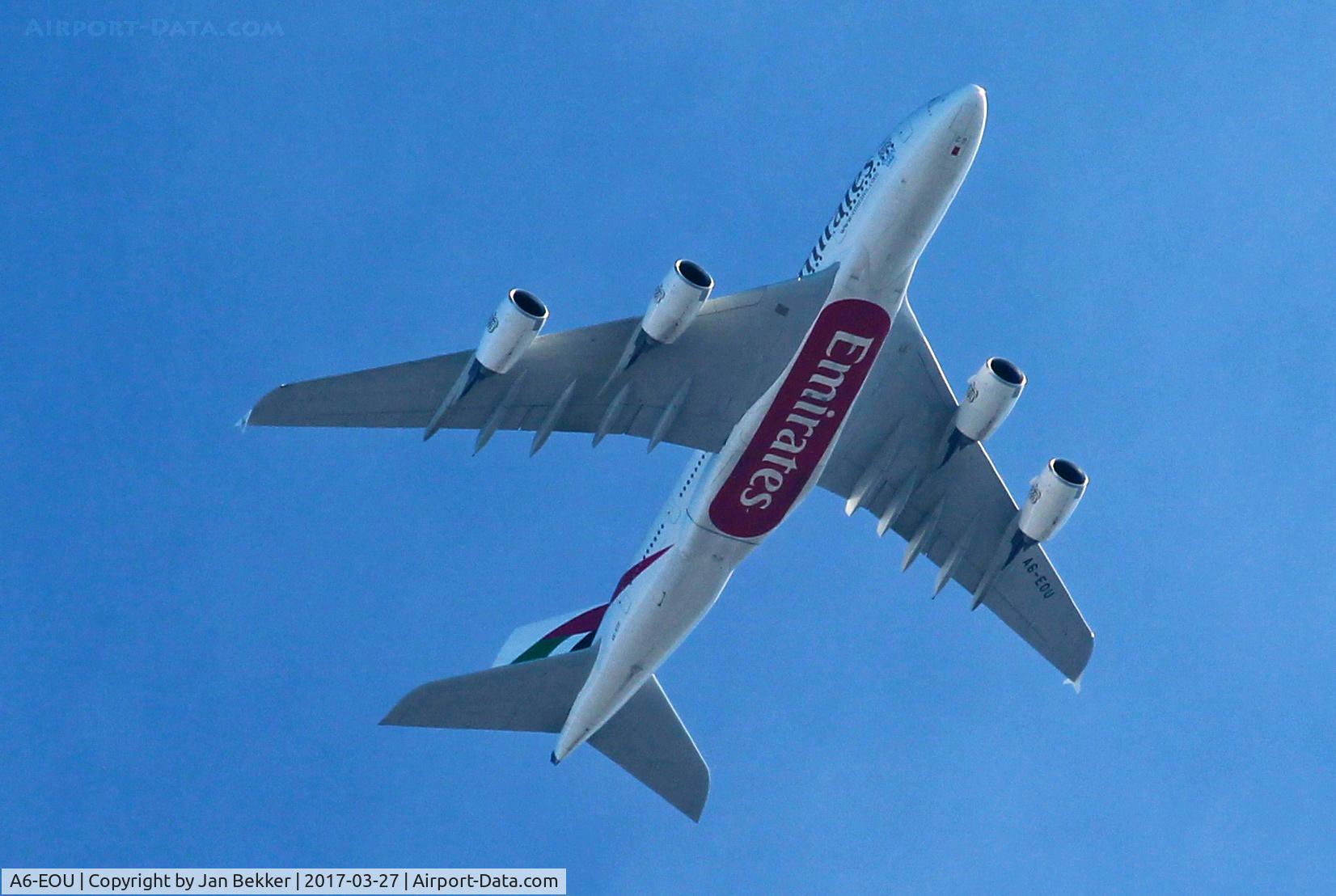 A6-EOU, 2015 Airbus A380-861 C/N 205, Flying over Lelystad at 10.000 feet