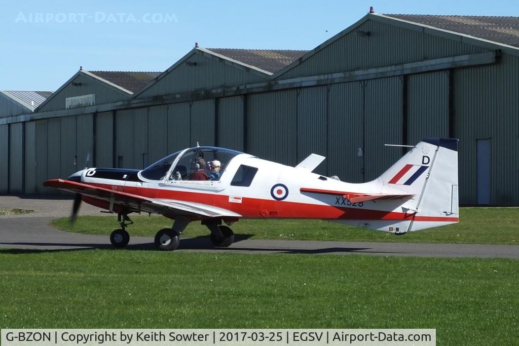 G-BZON, 1973 Scottish Aviation Bulldog T.1 C/N BH120/214, Visiting Old Buckenham