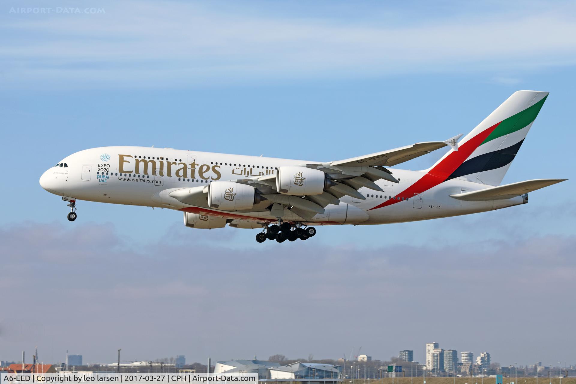 A6-EED, 2012 Airbus A380-861 C/N 111, Copenhagen 27.3.2017
