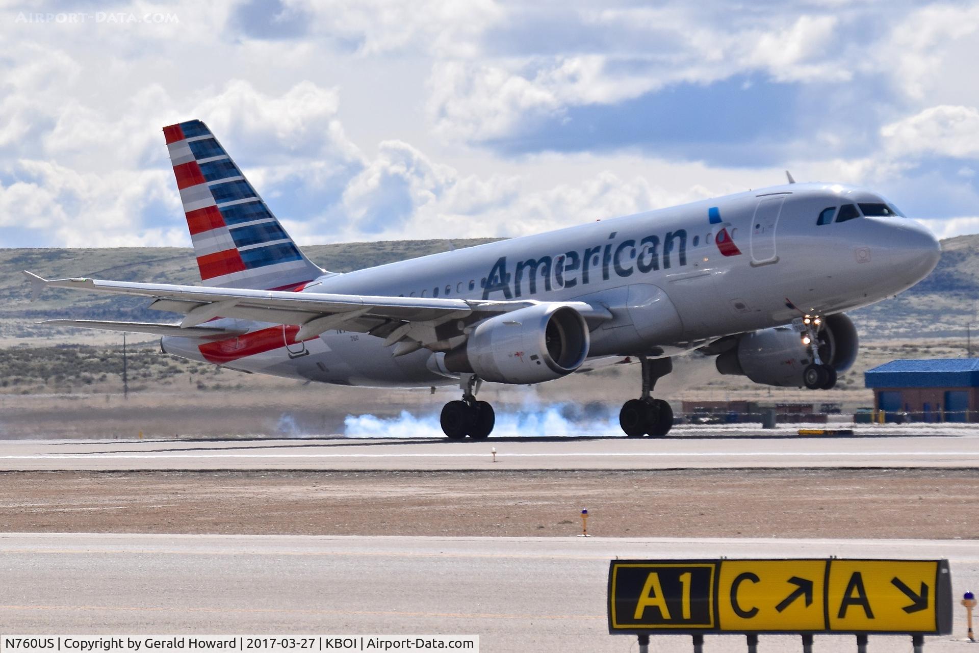 N760US, 2000 Airbus A319-112 C/N 1354, Touch down on RWY 28R.