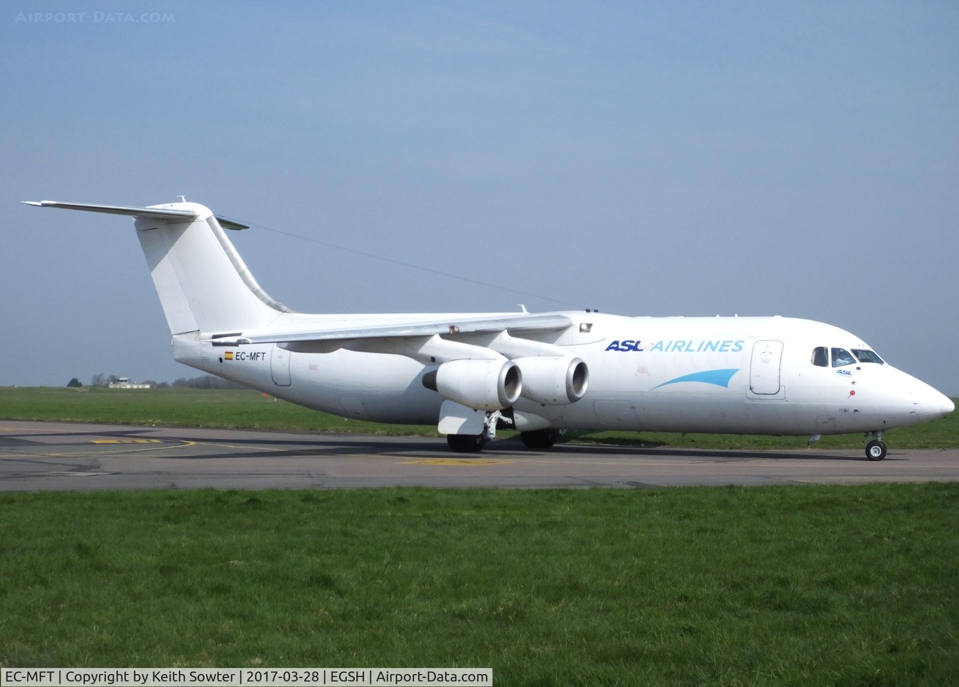 EC-MFT, 1990 British Aerospace BAe-146-300QT Quiet Trader C/N E3182, Arriving for maitenance