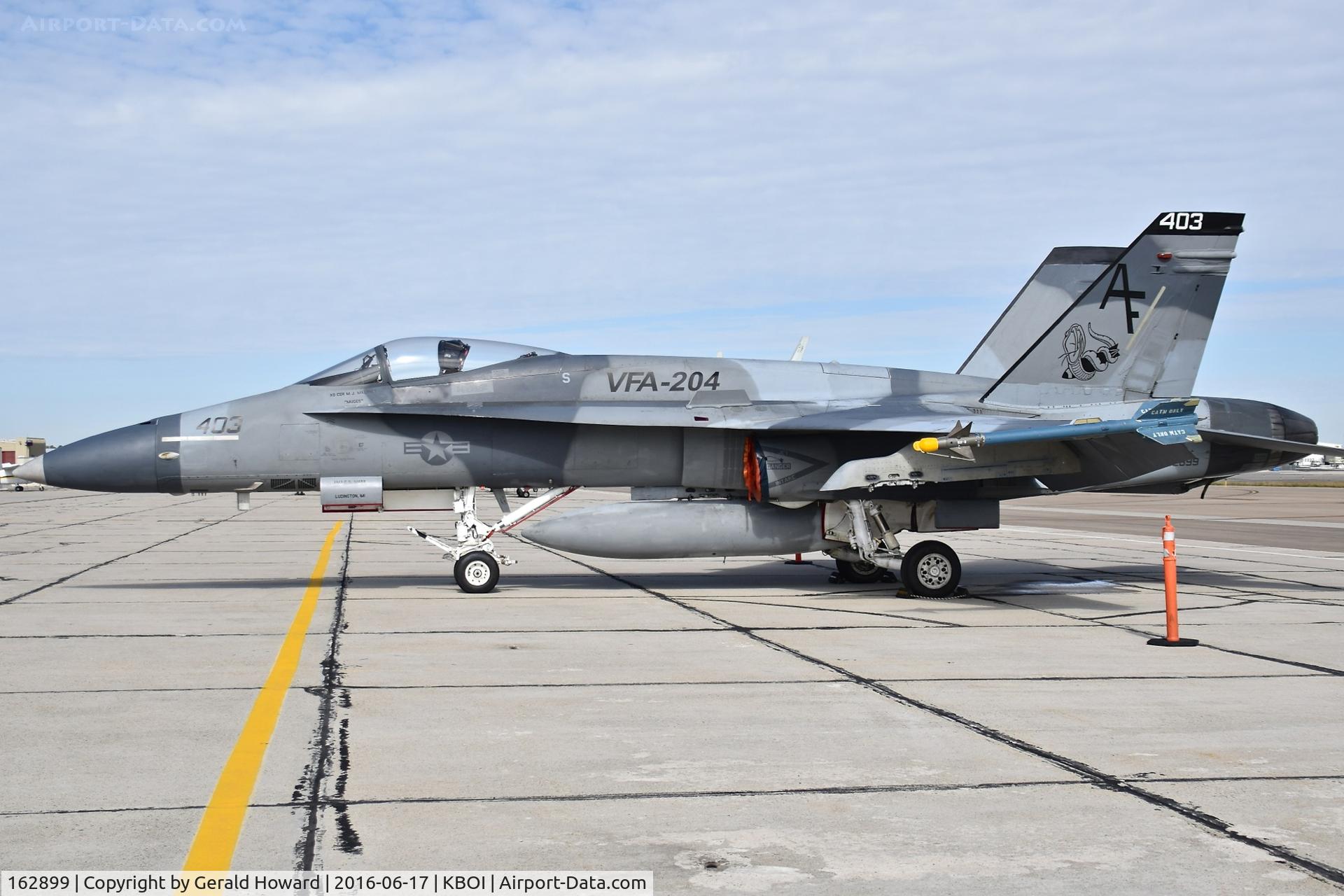 162899, McDonnell Douglas F/A-18C Hornet C/N 0452, Parked on the south GA ramp. VFA-204 