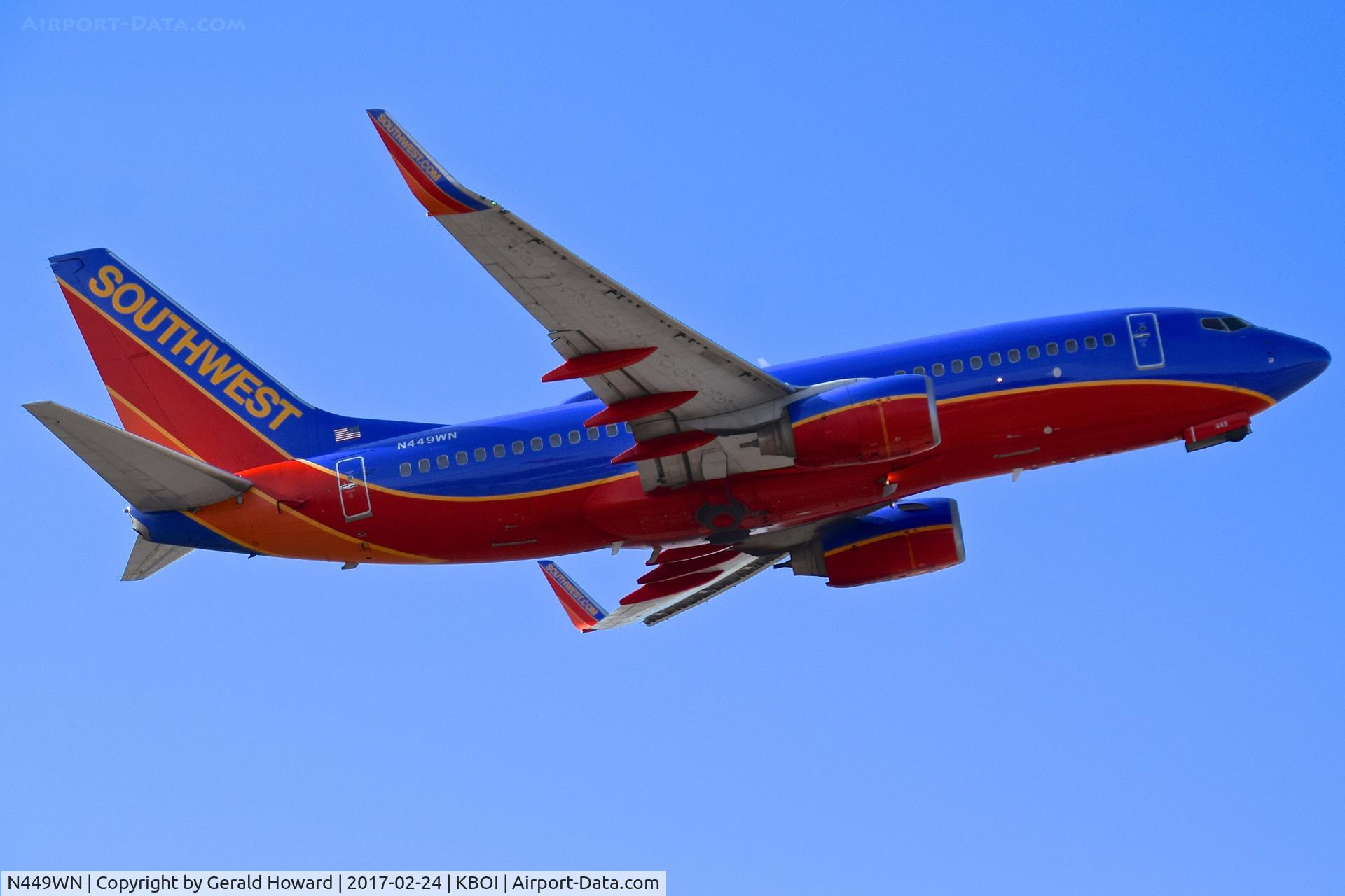 N449WN, 2003 Boeing 737-7H4 C/N 32469, Departing BOI from RWY 28R.