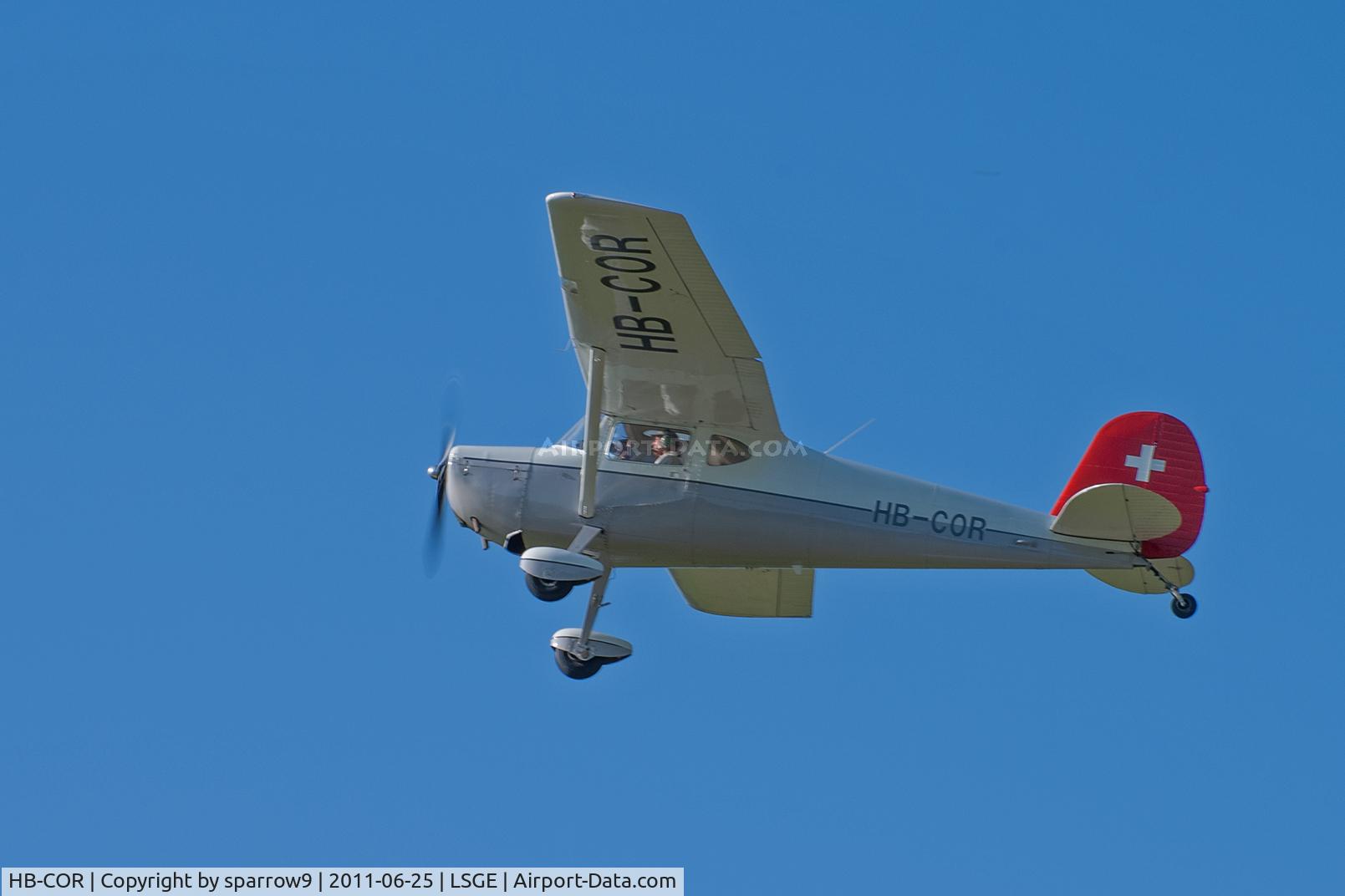 HB-COR, 1949 Cessna 140A C/N 15351, Just after take-off from Ecuvillens, RIO 2011