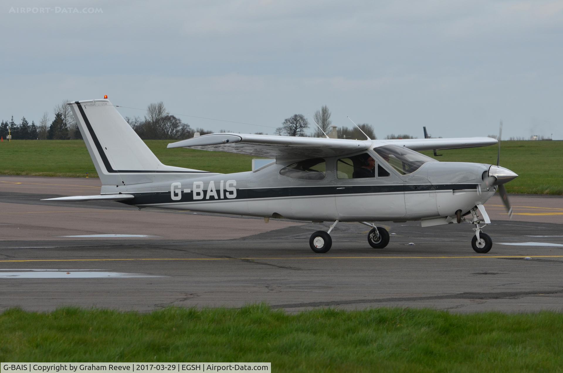 G-BAIS, 1973 Reims F177RG Cardinal RG C/N 0069, Departing from Norwich.