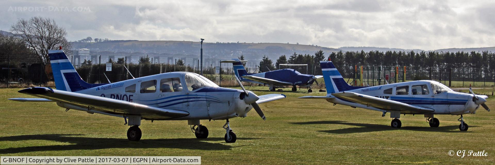 G-BNOF, 1987 Piper PA-28-161 Cherokee Warrior II C/N 2816014, A Tayside Aviation line-up at Dundee