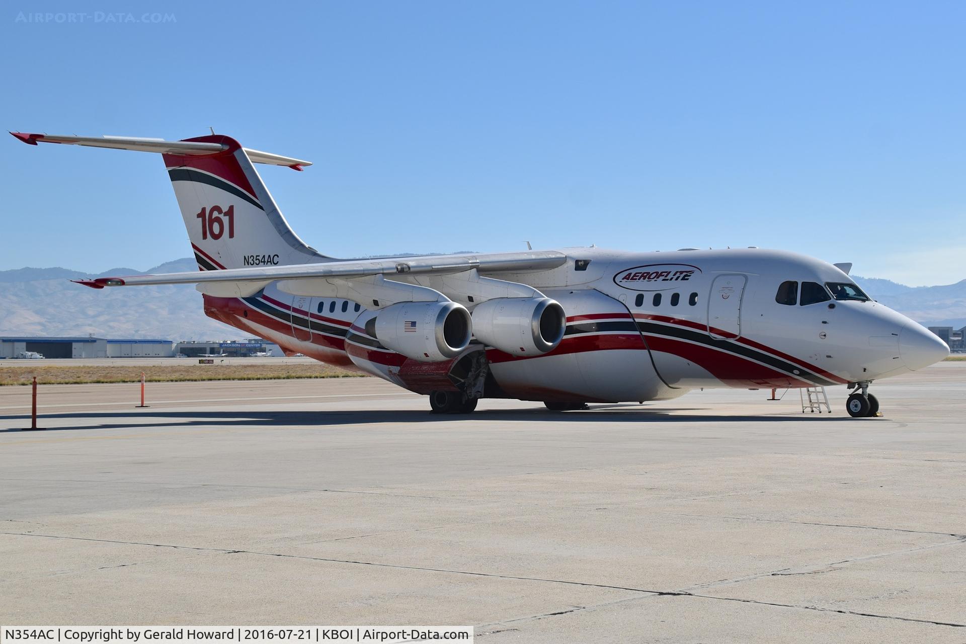 N354AC, 1994 British Aerospace Avro 146-RJ85 C/N E.2256, Parked on south GA ramp.