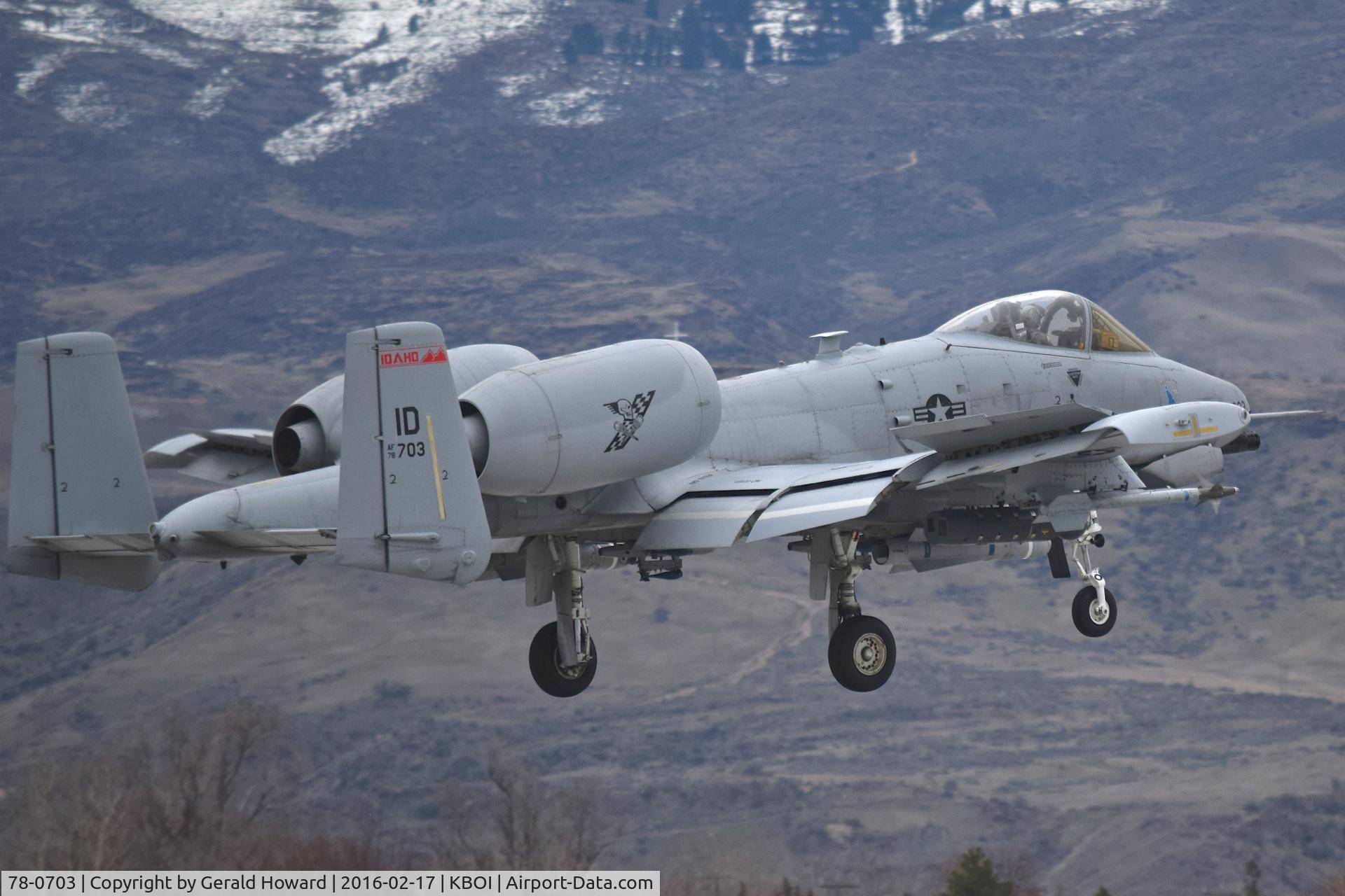 78-0703, 1978 Fairchild Republic A-10C Thunderbolt II C/N A10-0323, Landing RWY 10R.  190th Fighter Sq., Idaho ANG.