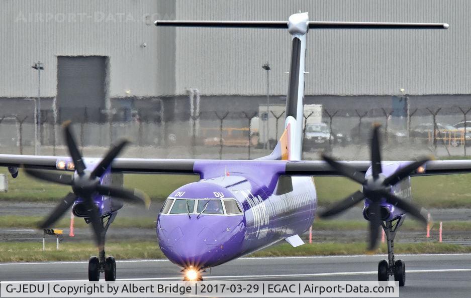 G-JEDU, 2004 De Havilland Canada DHC-8-402Q Dash 8 C/N 4089, Belfast City.  G-JEDU arriving from Liverpool.