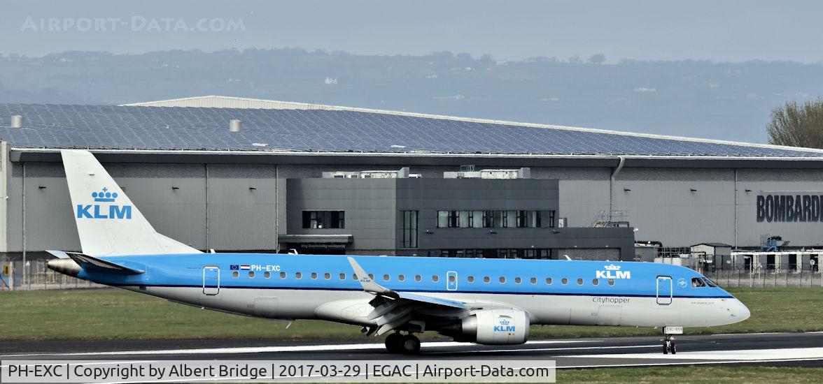 PH-EXC, 2014 Embraer 190STD (ERJ-190-100) C/N 19000659, Belfast City.  G-JEDU arriving from Liverpool.