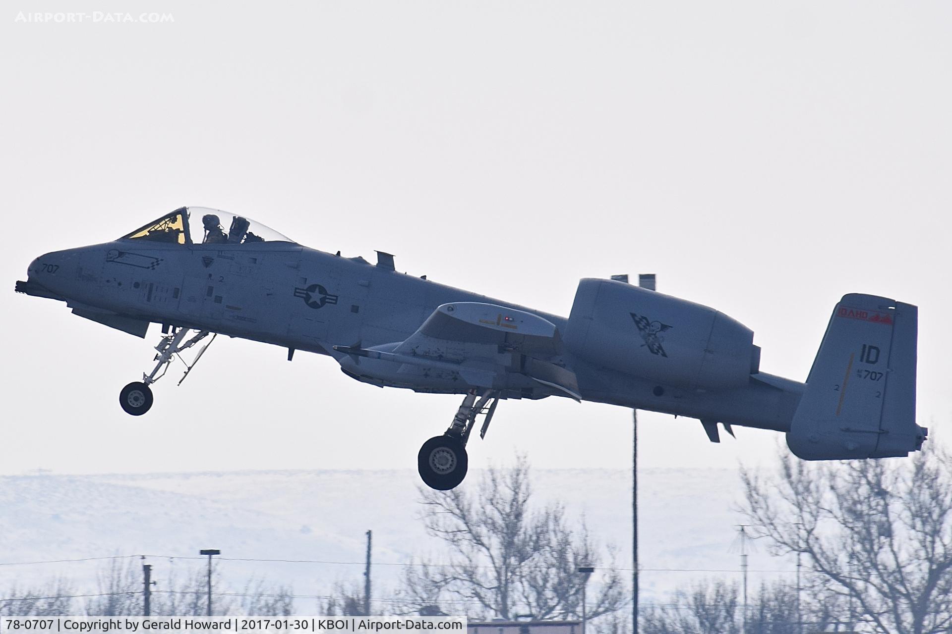 78-0707, 1978 Fairchild Republic A-10C Thunderbolt II C/N A10-0327, Departing RWY 10R.  190th Fighter Sq., Idaho ANG.