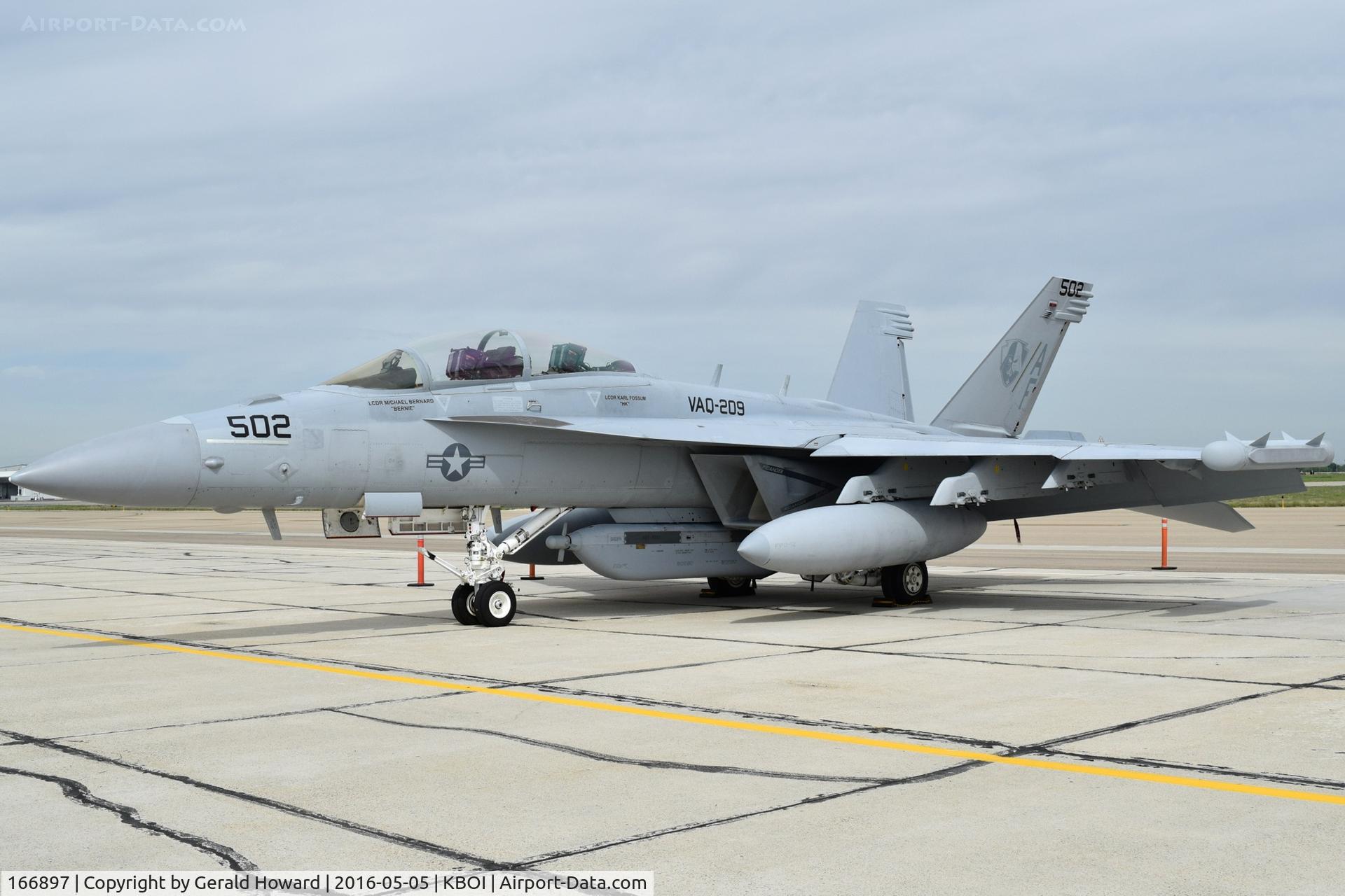 166897, Boeing EA-18G Growler C/N G-9, Parked on south GA ramp. VAQ-209 “Star Warriors”	NAS Whidbey Island, WA.