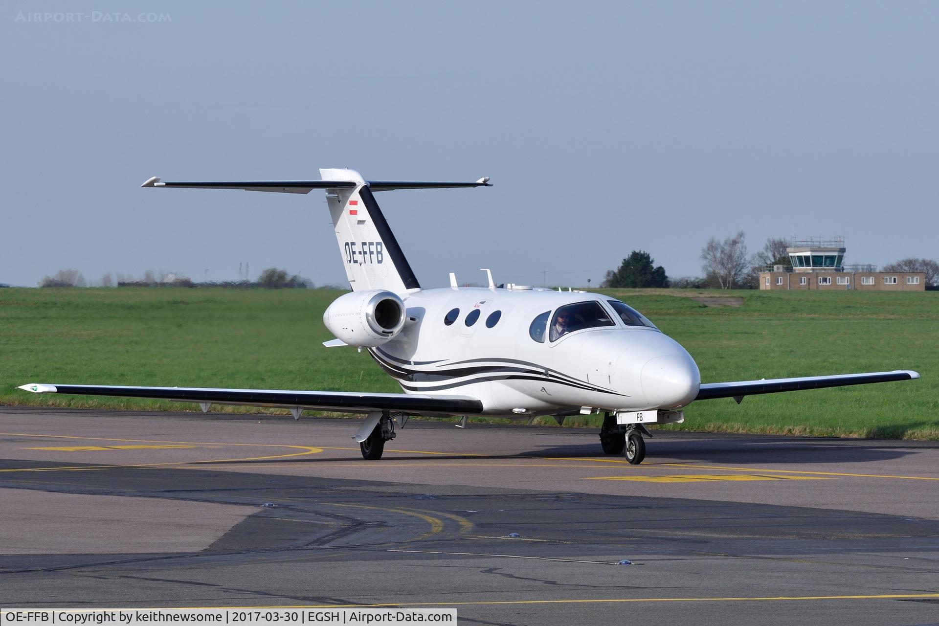 OE-FFB, 2008 Cessna 510 Citation Mustang Citation Mustang C/N 510-0065, Leaving Norwich.