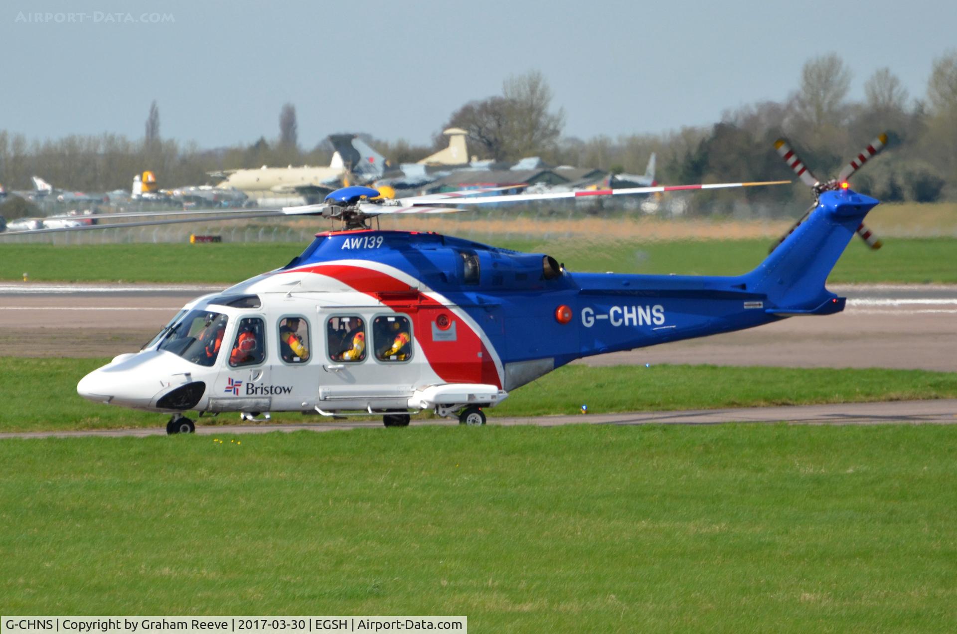 G-CHNS, 2012 AgustaWestland AW-139 C/N 31465, Just landed at Norwich.