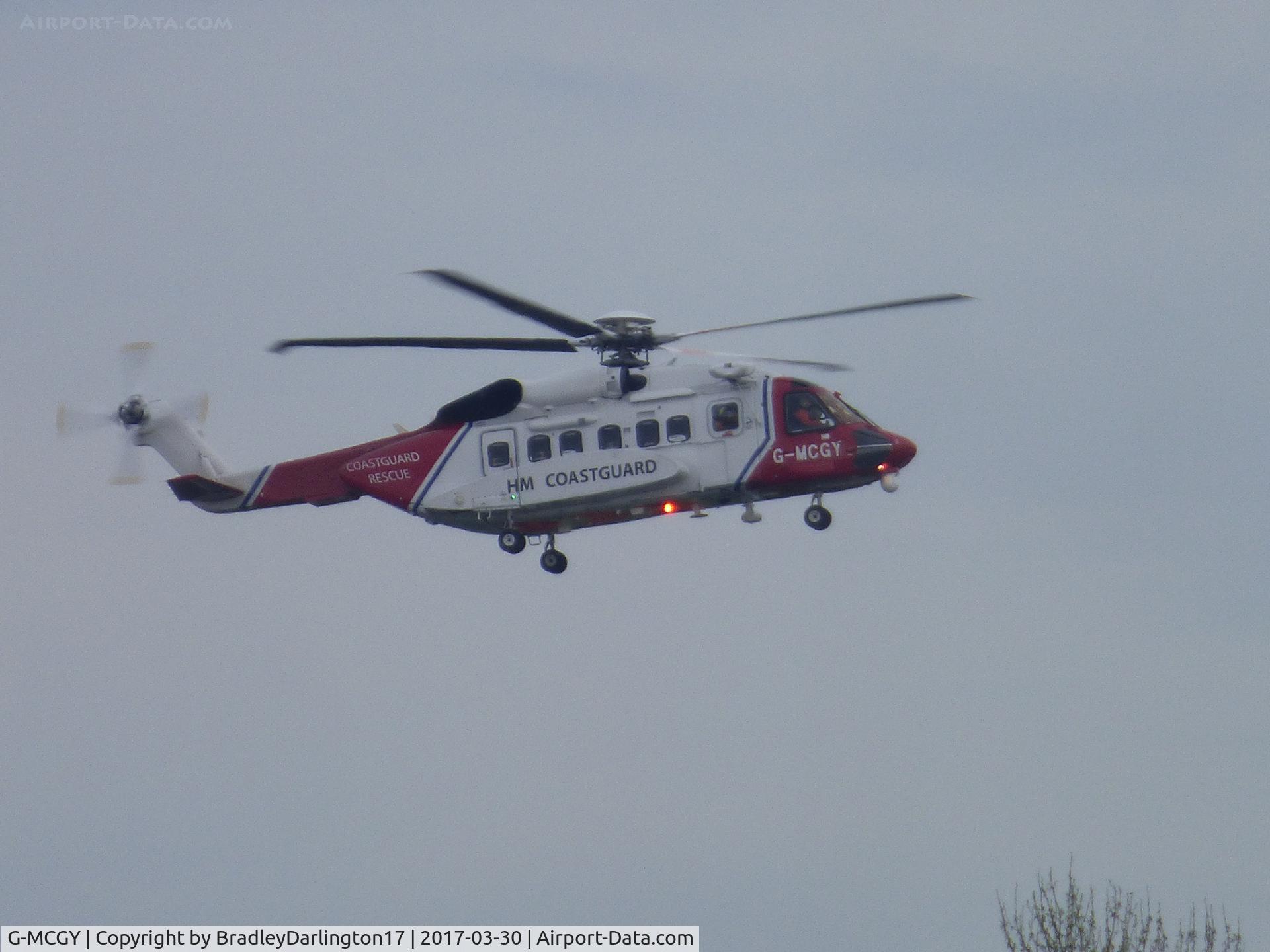 G-MCGY, 2014 Sikorsky S-92A C/N 920257, H&M Coastguard landing at derriford