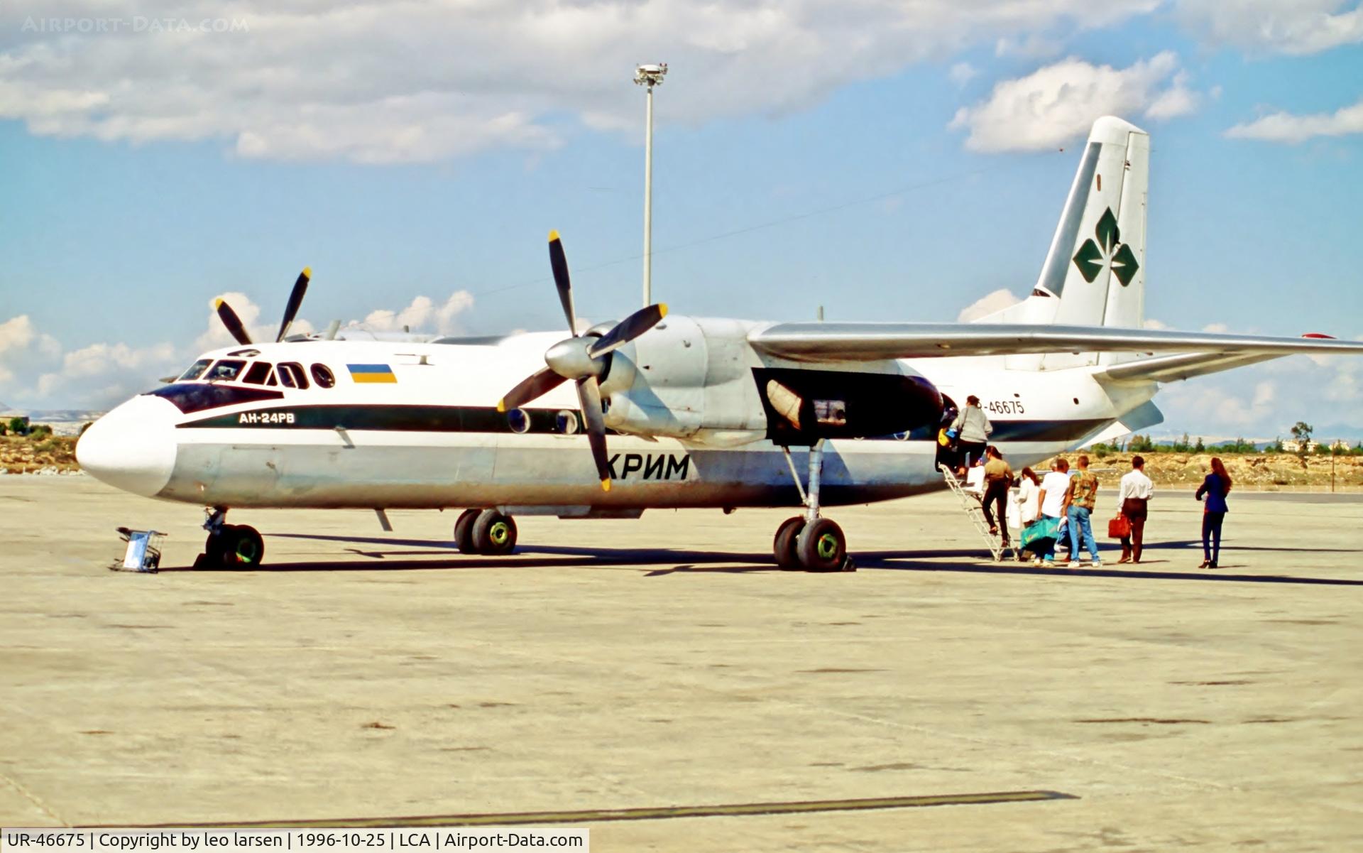 UR-46675, 1974 Antonov An-24RV C/N 47309607, Larnaca Cyprus 25.10.1996