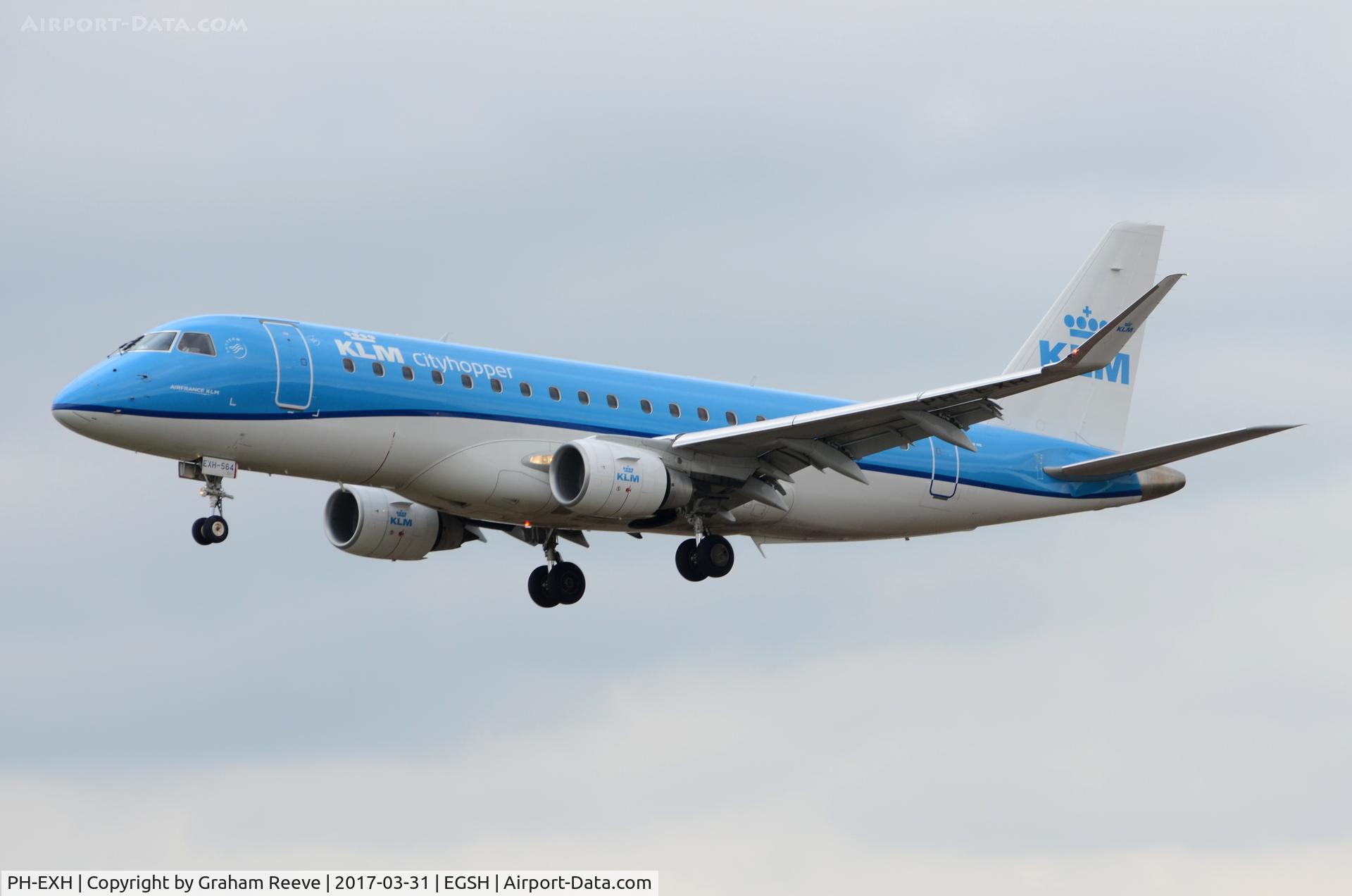 PH-EXH, 2016 Embraer 175STD (ERJ-170-200) C/N 17000564, Landing at Norwich.